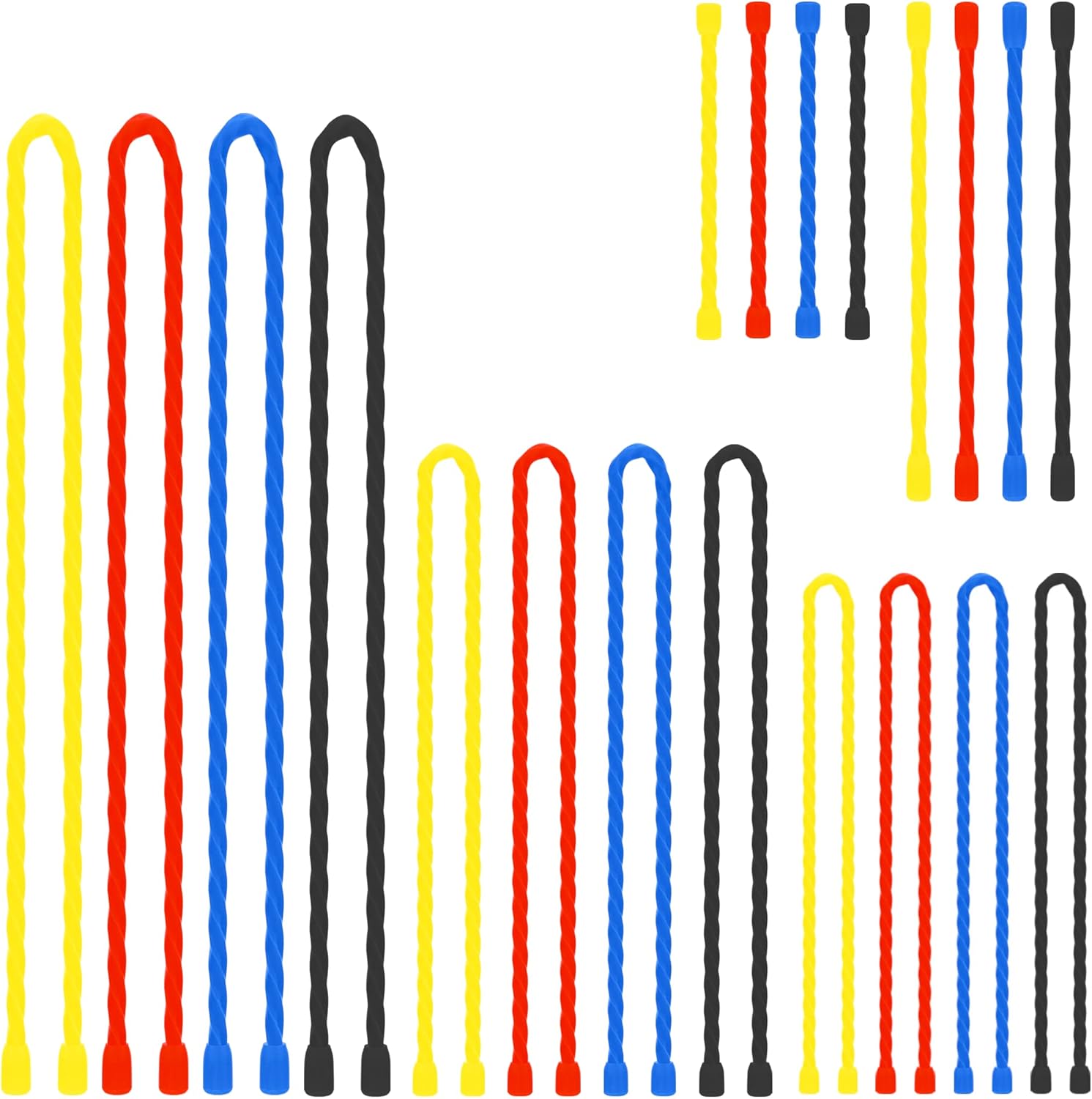 20Pcs 3 6 12 18 24inchs Silicone Cable Ties Reusable Steel-Core Silicone Twist Ties Straps for Bundling and Organizing, All Purpose Bendable Holder Strap for Indoor and Out, 4 Colors
