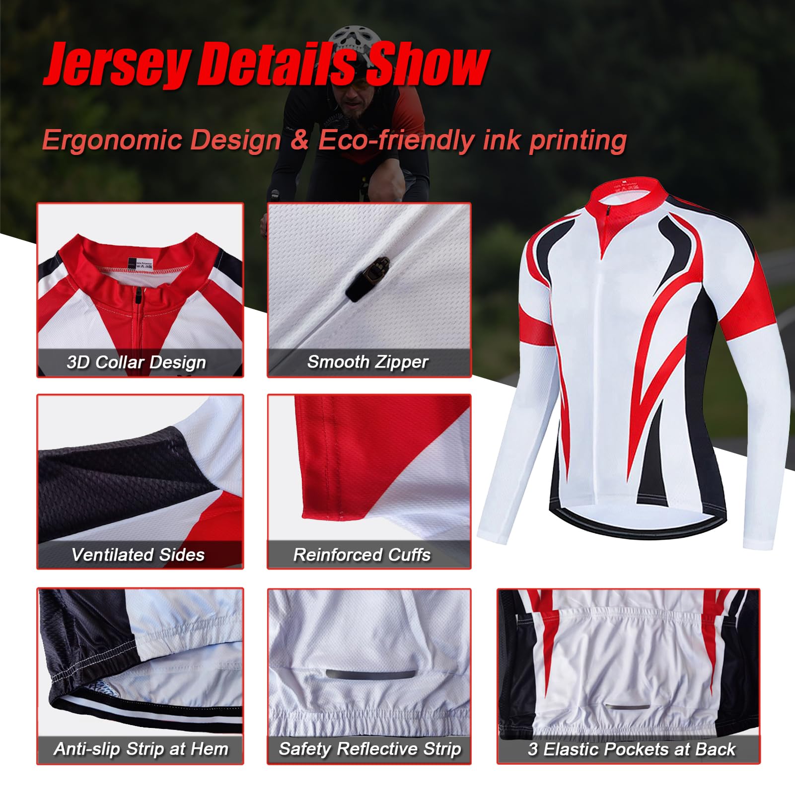 Maillot Ciclismo Mujer Conjunto Bici MTB Manga Larga Ropa Ciclista,Traje Bicicleta Chaquetas y Pantalones Tirantes con 19D Gel Acolchado,Completa BTT Jerseys Primavera Otoño Secado Rápido Transpirable