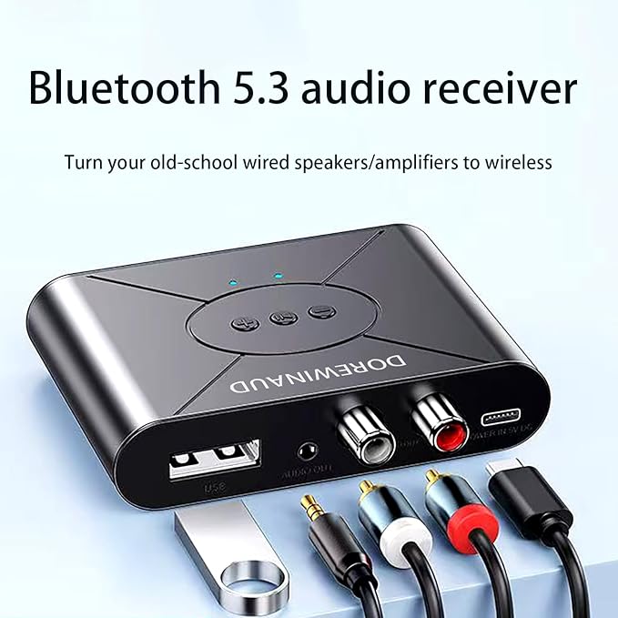 Receptor de Audio Bluetooth 5.3 Adaptador RCA USB miniatura 3