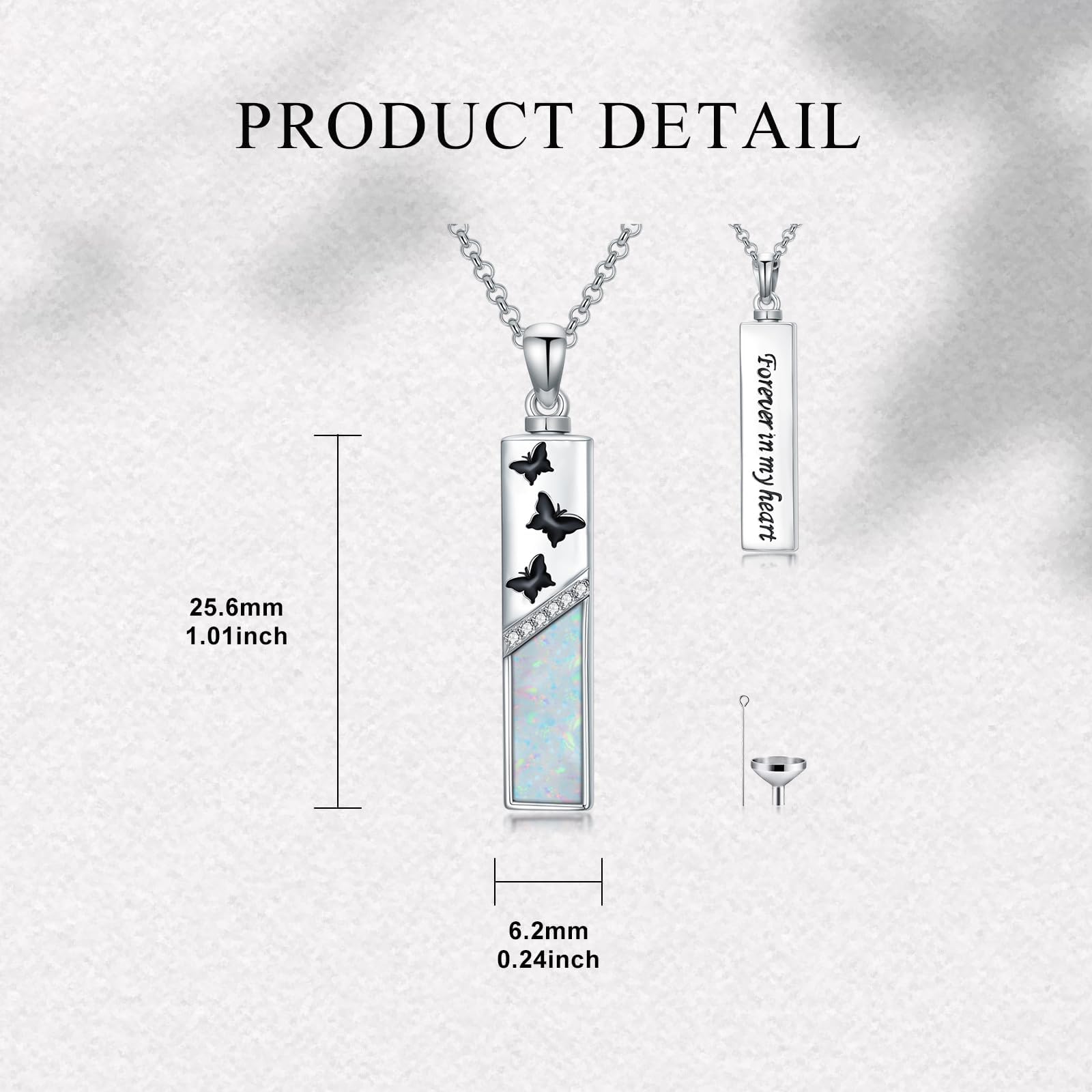 Urna farfalla per cenere, collana in argento sterling 925, opale farfalla, ciondolo cenere, opale cremazione gioielli per le donne