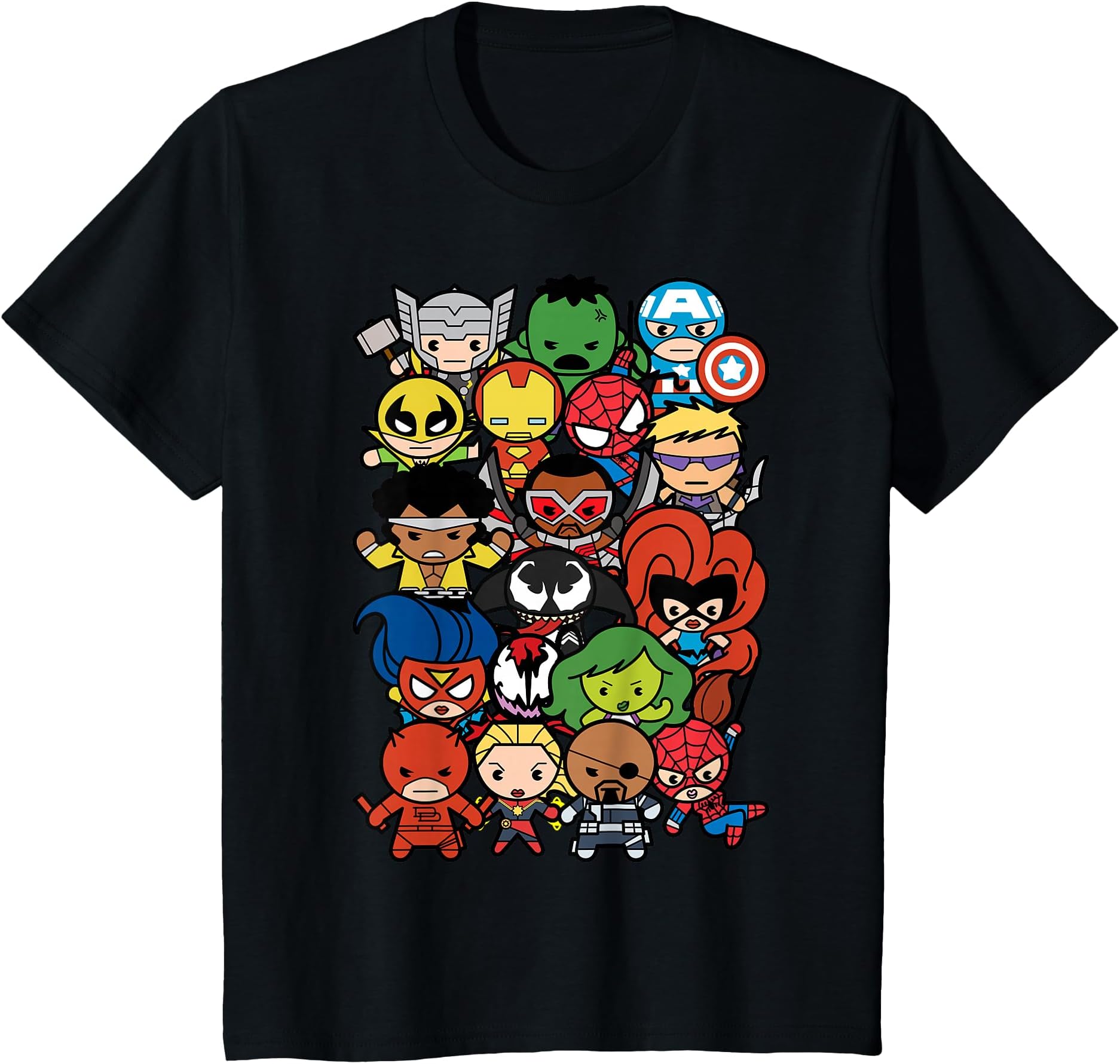 Kids Marvel Heroes and Villains Team Kawaii Kids Graphic T-Shirt T-Shirt