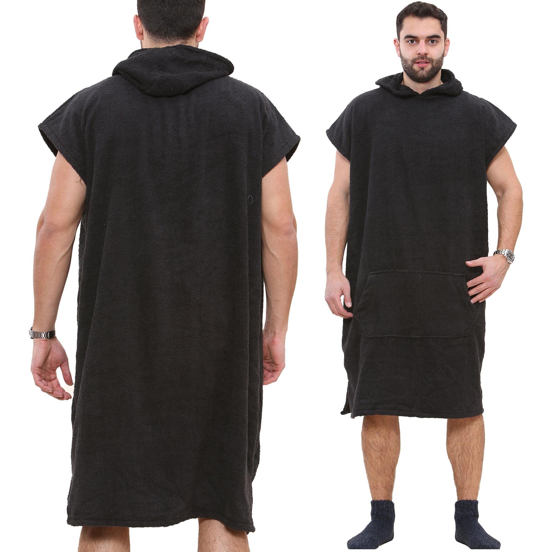 A2Z Adultes Serviette Poncho Peignoir Doux Plage Bain Maillot De bain Peignoir Femmes Hommes Hommes 100% Coton Doux Capuche Plage Bain Natation Surf Sports nautiques Peignoir Petit Moyen Grand XL XXL