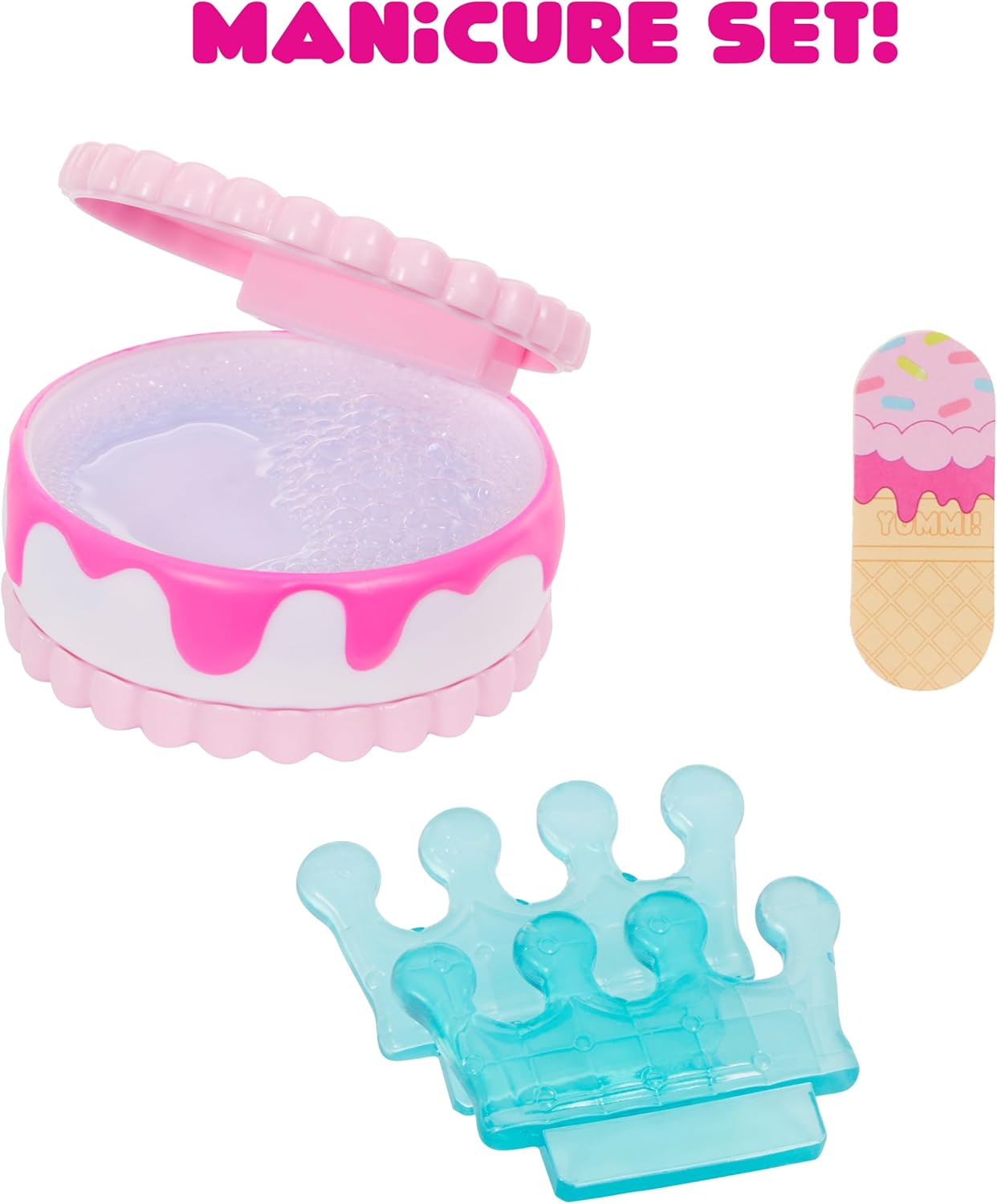 Yummiland Beauty Bag Playset + Lip Gloss Doll - Ice Cream Bag Includes Exclusive Bianca Bubbglegum, Nail Polish + Nail Stickers, Manicure, Doll Playset, Cosmetic Play 4+