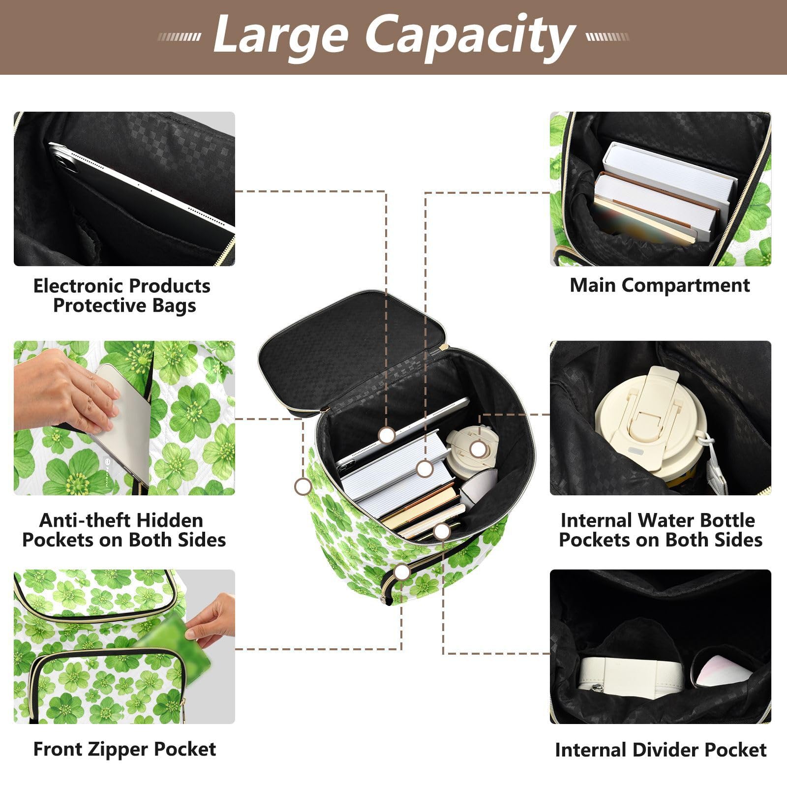 Zaino alla moda da 15L per le donne robusto resistente all'usura