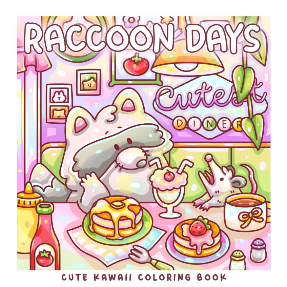 Raccoon Days: A Cute Kawaii Coloring Book with Funny Trash Panda and Opossum Adventures (Sweet & Kitsch)