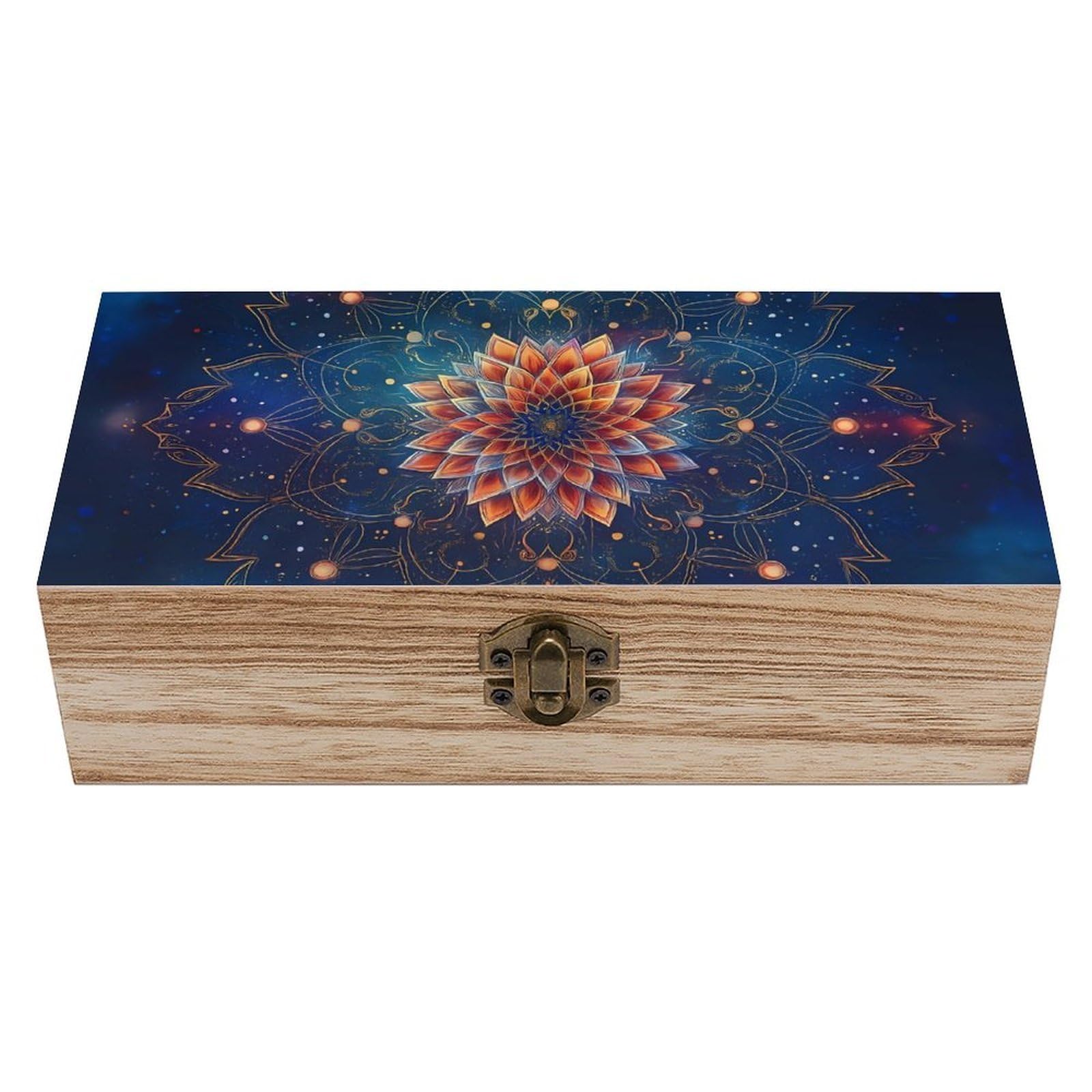 HLBSDM Fantasy Galaxy Mandala Retro Wooden Storage Box Jewelry Art Gift Boxs Decorative Keepsake Boxes