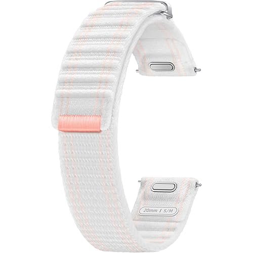 SAMSUNG Galaxy Watch 7, 6, 5, 4 Series Fabric Band, Nylon, Smartwatch Replacement Strap for Men and Women, One Click Attachment, Small/Medium, ET-SVL30SWEGUJ, Pink/White
