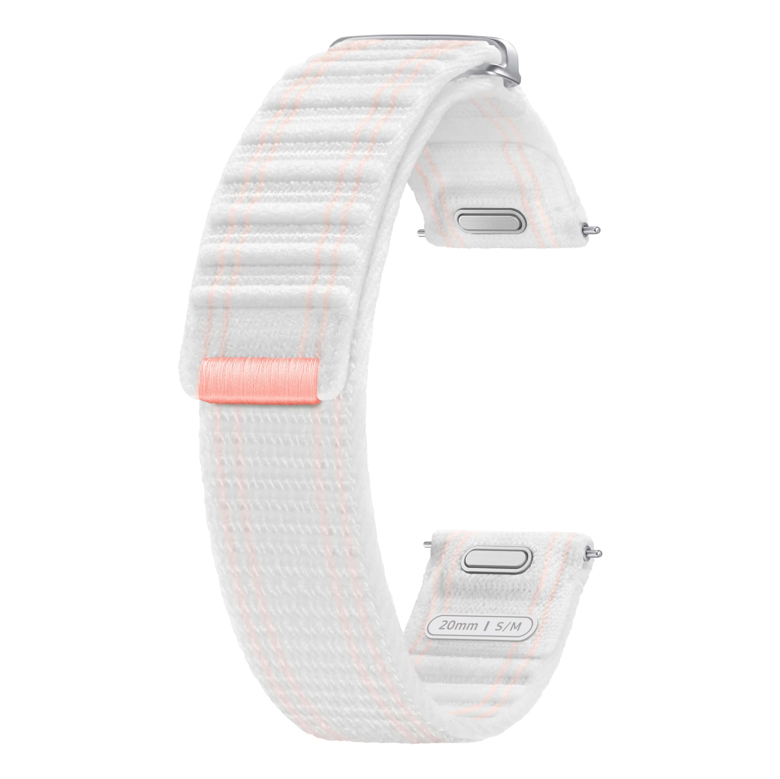 SAMSUNG Galaxy Watch 7, 6, 5, 4 Series Fabric Band, Nylon, Smartwatch Replacement Strap for Men and Women, One Click Attachment, Small/Medium, ET-SVL30SWEGUJ, Pink/White