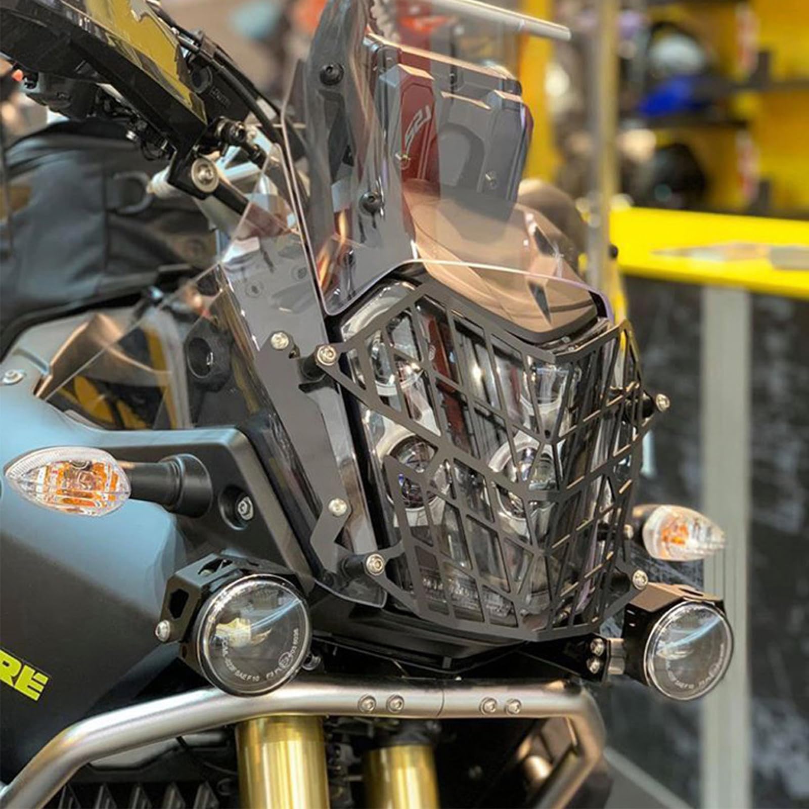 Fydun Couverture de Calandre de Phare de Moto Protecteur de Garde de Phare Garde de Calandre en Acier au Carbone Remplacement pour Ténéré 700 2019 (Le Noir