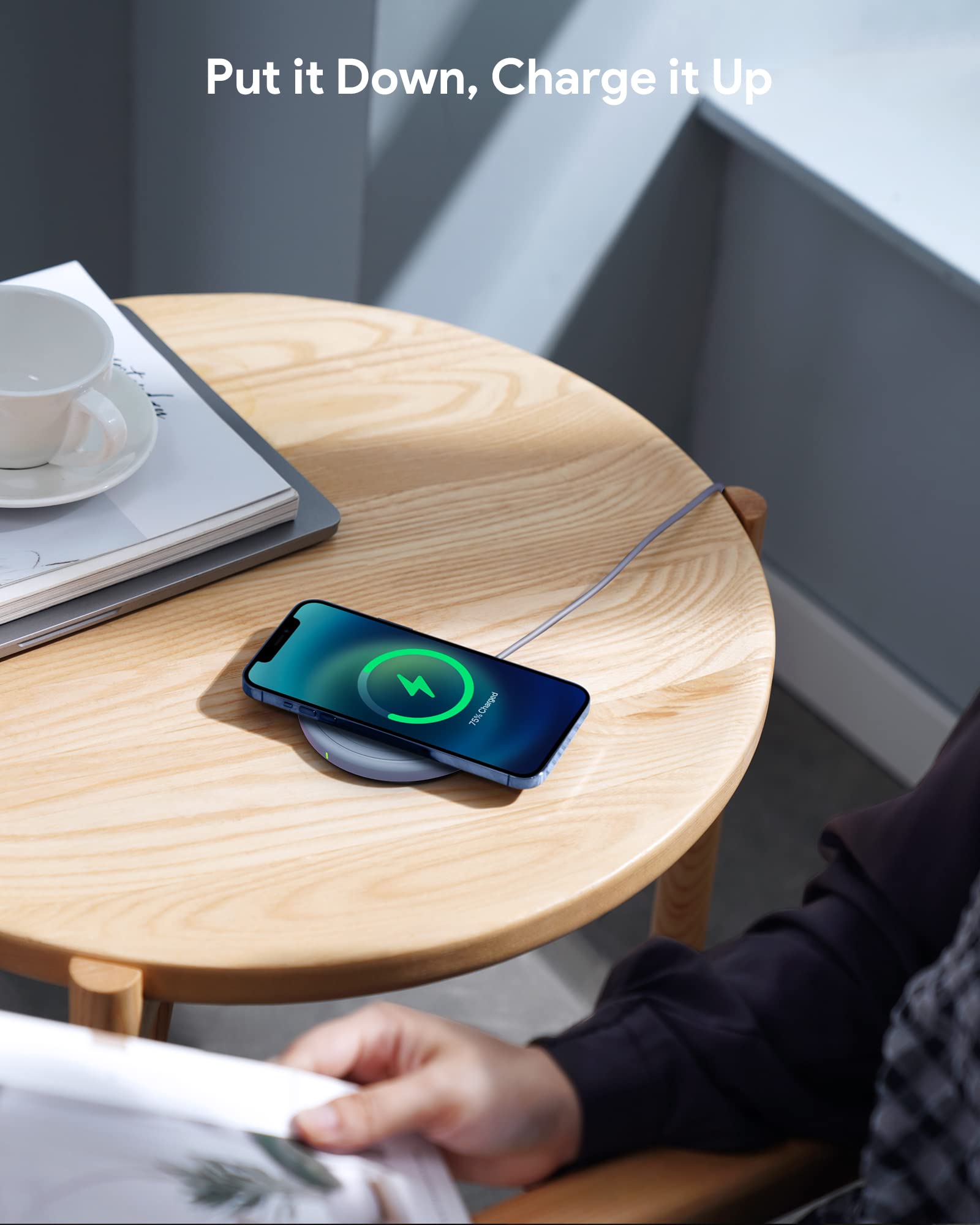 Caricabatterie wireless, 15 W Max Fast Wireless Charging Pad 2 Pack compatibile con iPhone16/16Plus/16Pro/16ProMax/iPhone15/15Pro/15Plus/14/13/12/Samsung S24/S24Ultra/S23Ultra/S22/S21, AirPods Pro 2