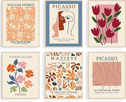 Juego de 6 pósteres de mercado de flores, impresiones abstractas de arte de pared de mercado de flores, juego de póster de exposición, impresión