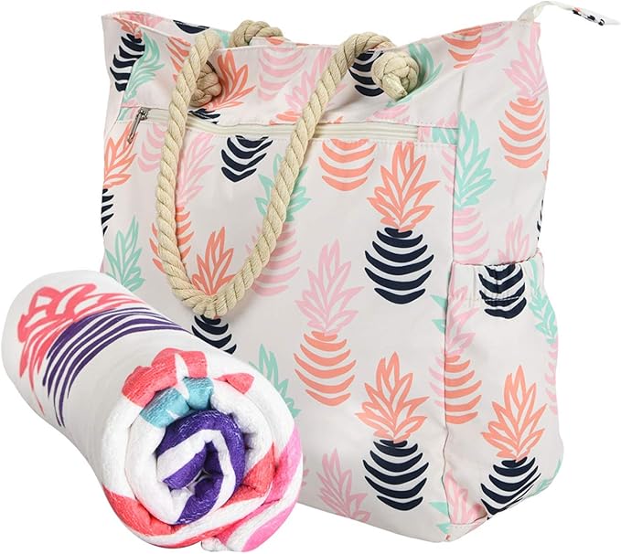 Cute Tropical Beach Bag for Jamaica with Zipper