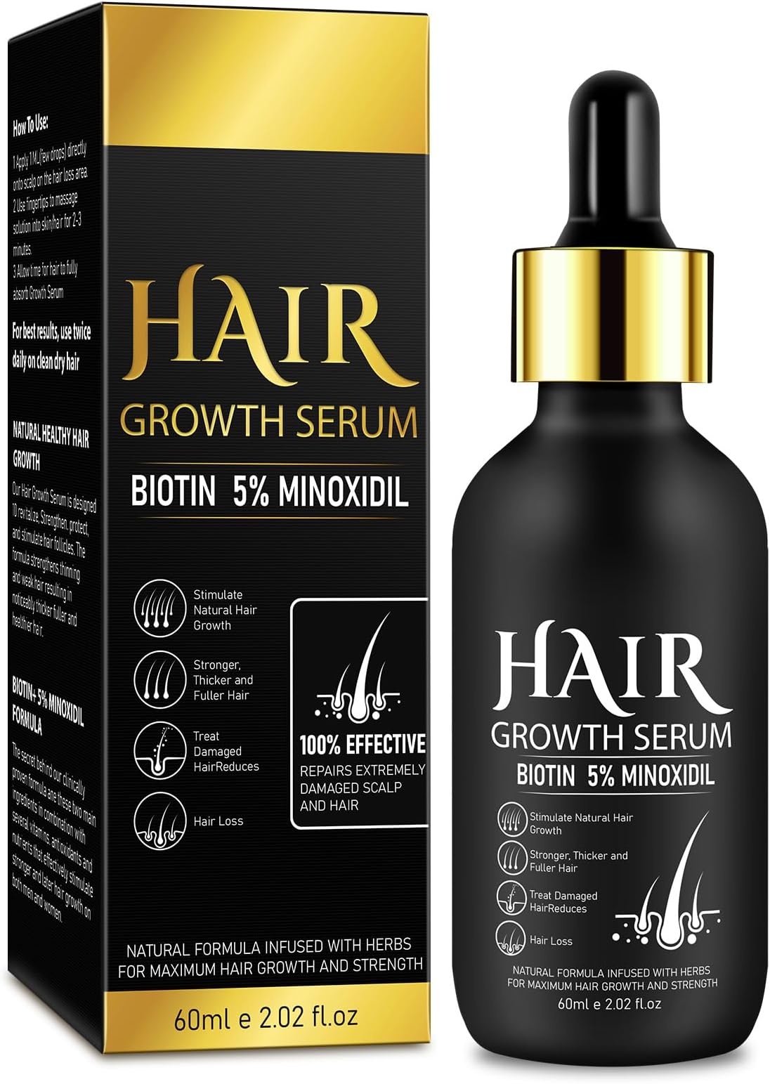 Amazon.com : 5% Minoxidil Hair Growth for Men and Women: Biotin Hair ...