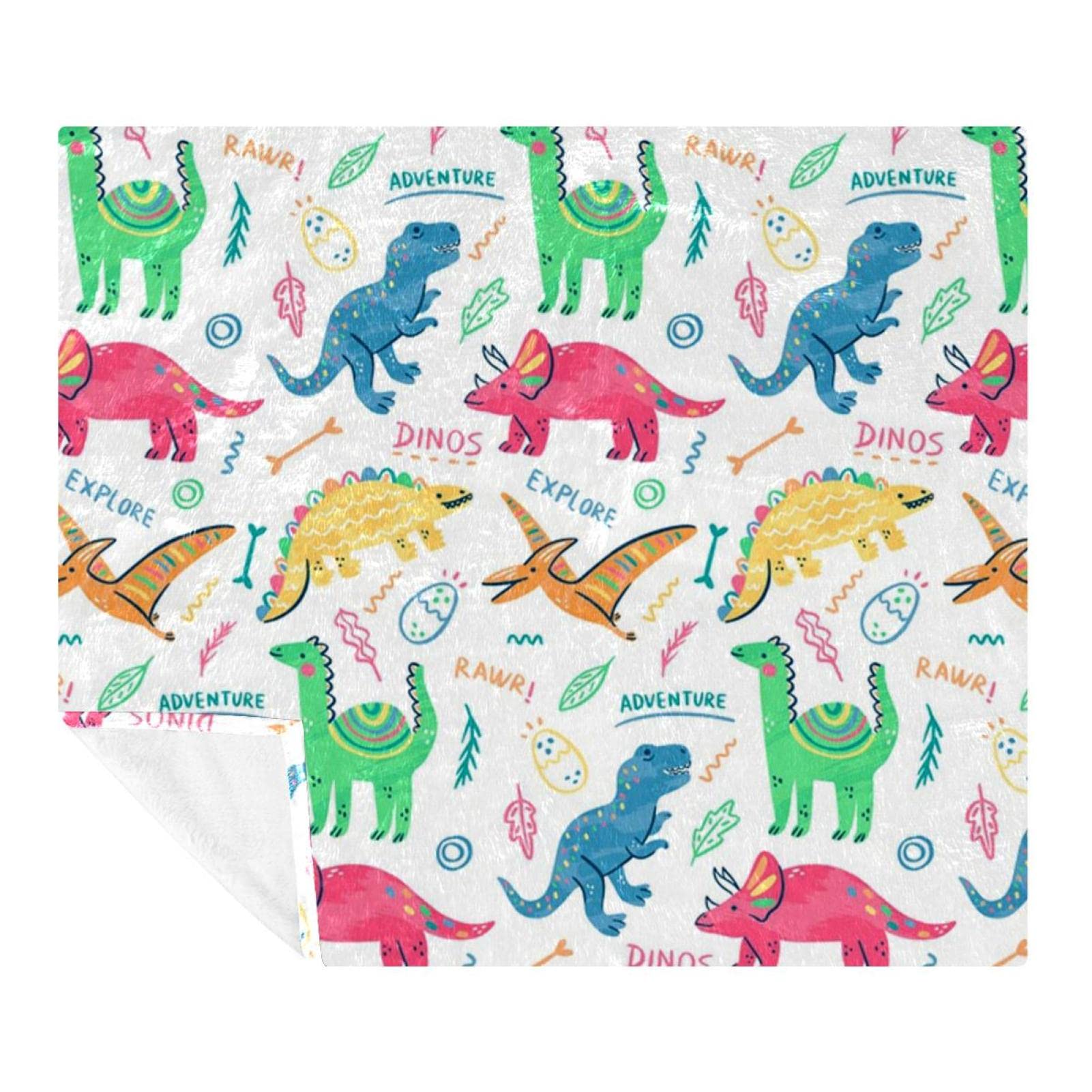 Couverture polaire microfibre dinosaure légère et chaude pour lit adulte et enfant
