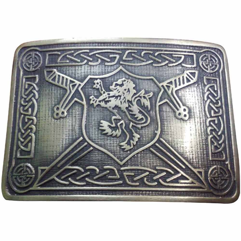 House Of Highland 77 Unisex Antique Men's Scottish Kilt Belt Buckle Rampant Lion Cross Swords /Chrome Finish (Antique)