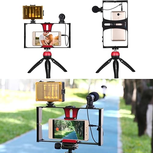 Miniatura 8 de Jaula de video para teléfono inteligente, jaula para cámara de teléfono con múltiples soportes de expansión, soporte de trípode estabilizador de