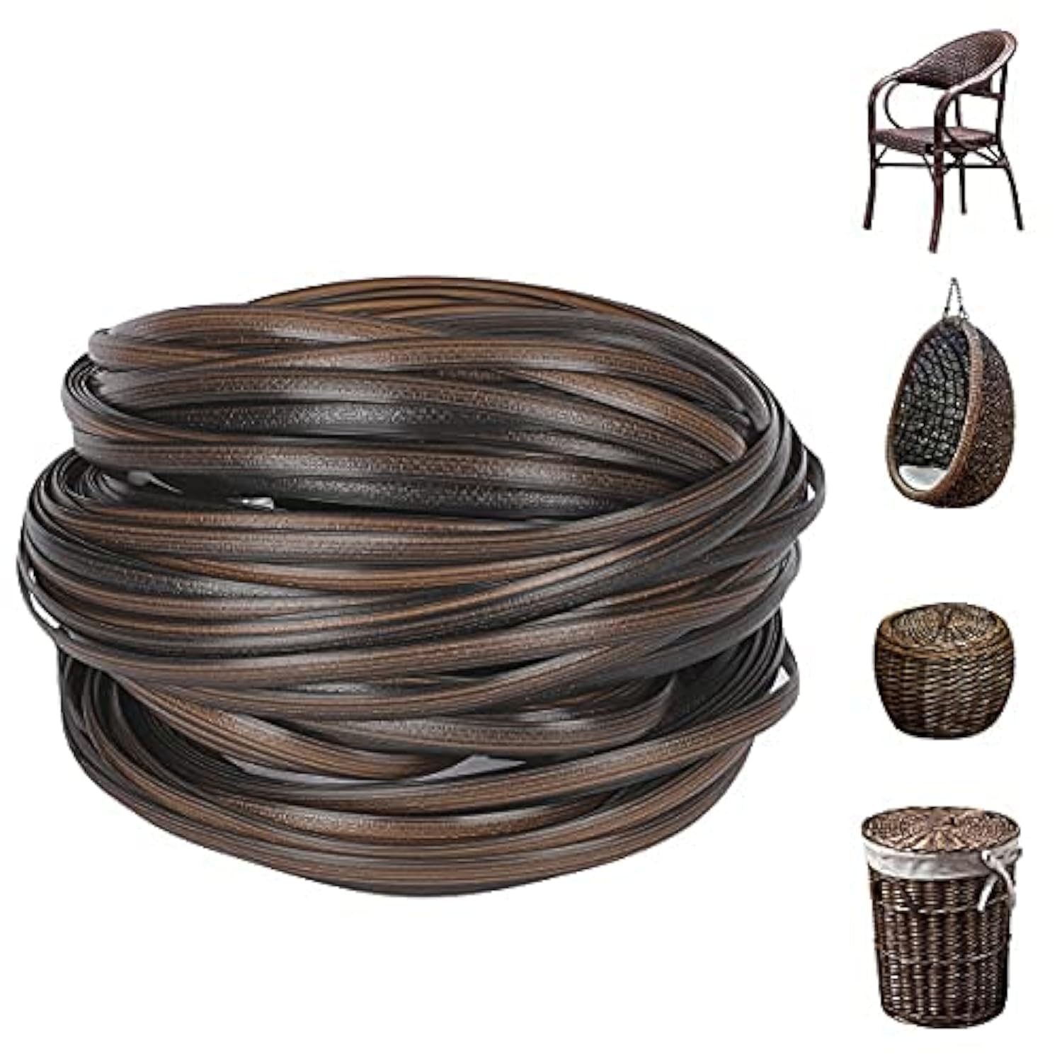 Wicker Repair Material， Flat Synthetic Rattan Weaving Material Plastic Rattan for Knit and Repair Chair Table,Storage Basket,Ect (Coffee Gradient B)
