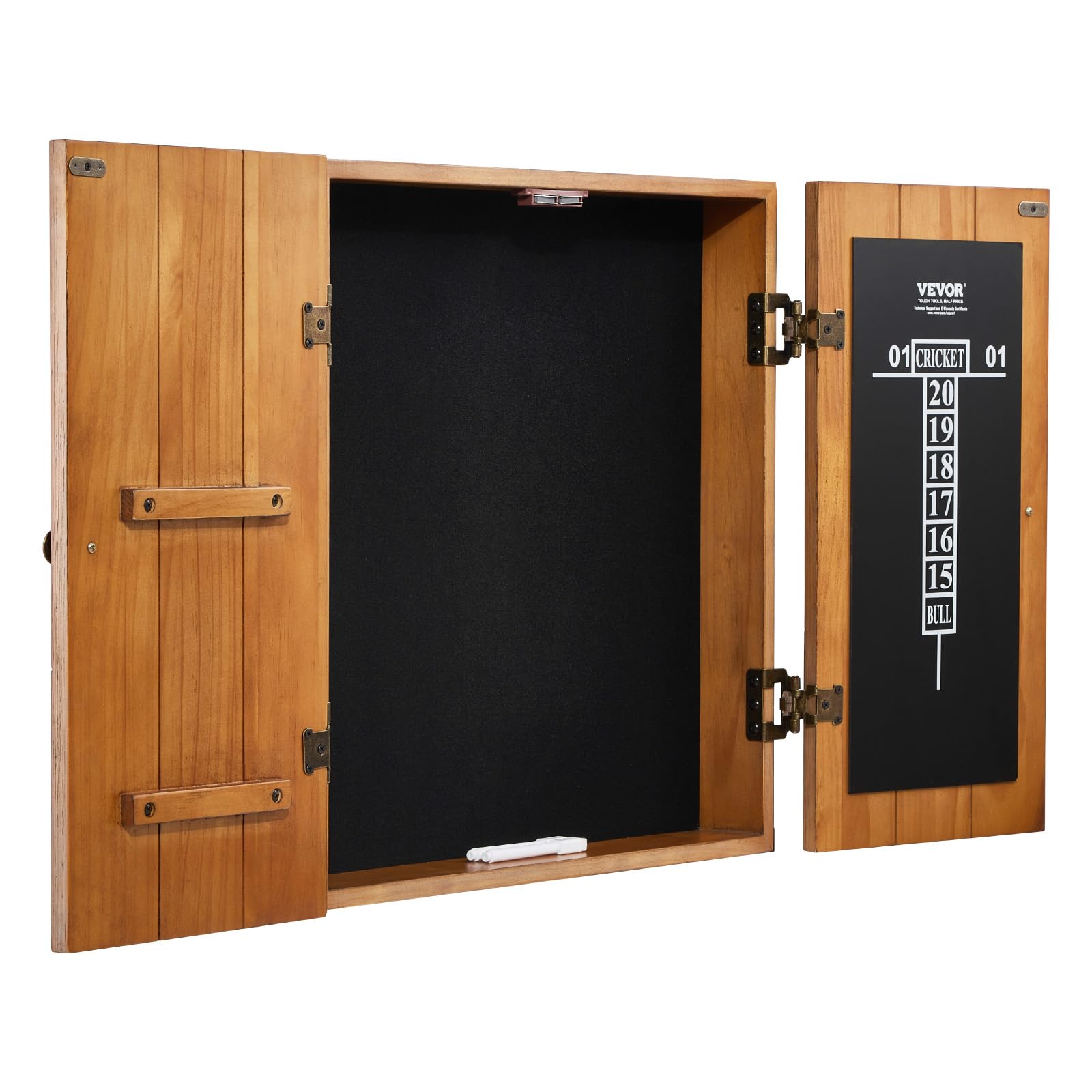 VEVOR Gabinete para Dardos de Madera Maciza, Tamaño Oficial con Accesorios, Fácil de Ensamblar, Juegos de Cricket (Tablero de Dardos no Incluido), Fácil de Limpiar