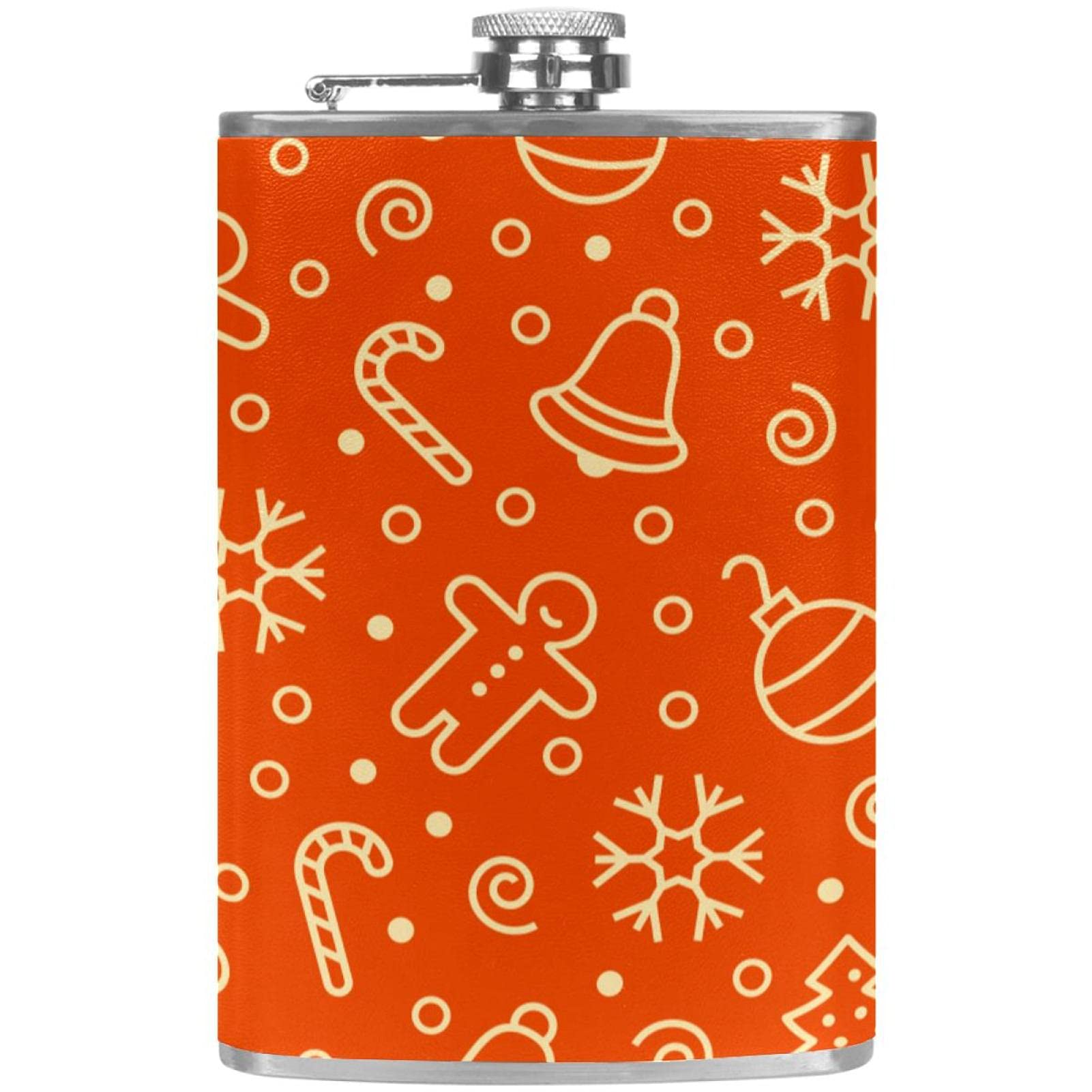 Flasque femme orange 120ml étanche avec entonnoir motif flocon