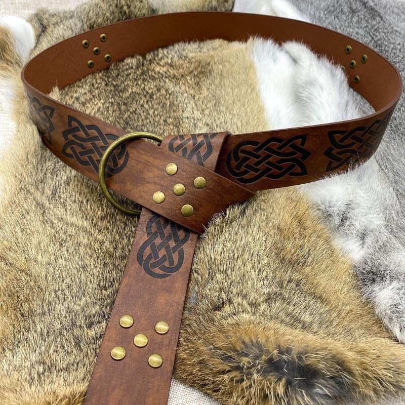 Medieval Keltic Embossed Rivet Belt Vintage Circular Strap Men Women Belt Waistband Unisex Costume Accessories Viking embossed rivet belt4