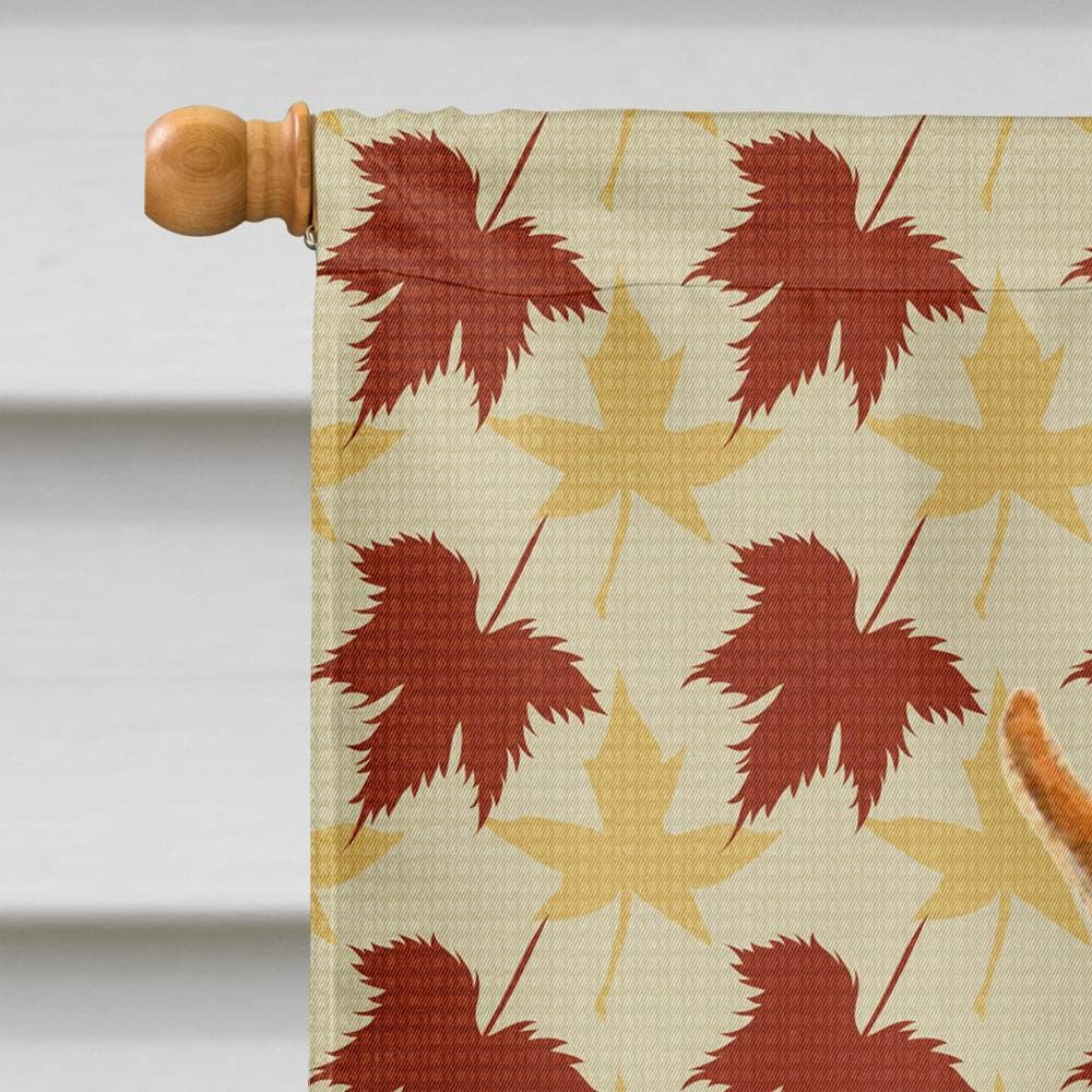 Caroline's Treasures SS4390CHF Min Pin Fall Leaves Portrait Flag Canvas, Large, Multicolor
