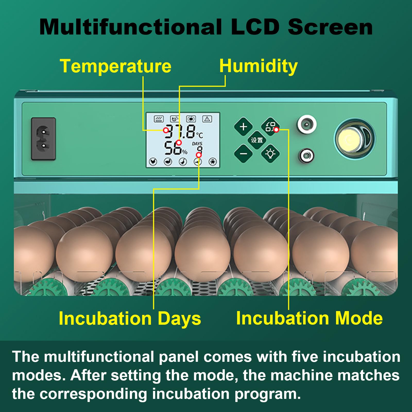 Incubadora automática de huevos, incubadora digital de aves de corral con control de temperatura y humedad para pollos, gansos, patos, palomas y codornices