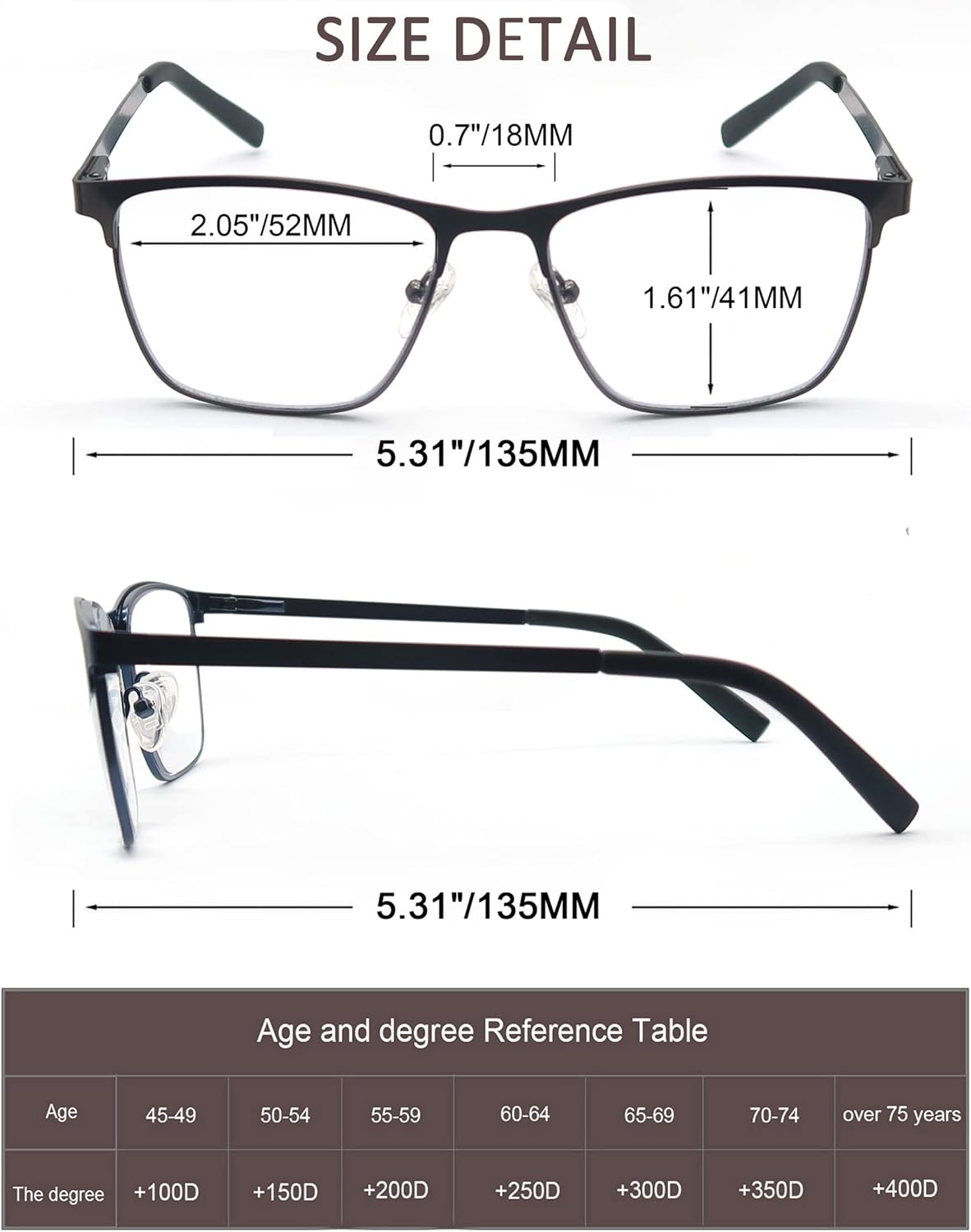 MODFANS Men Reading Glasses Blue Light Blocking Glasses Metal Square Readers Stainless Steel Material Anti Eyestrain/Glare/UV - Image 3