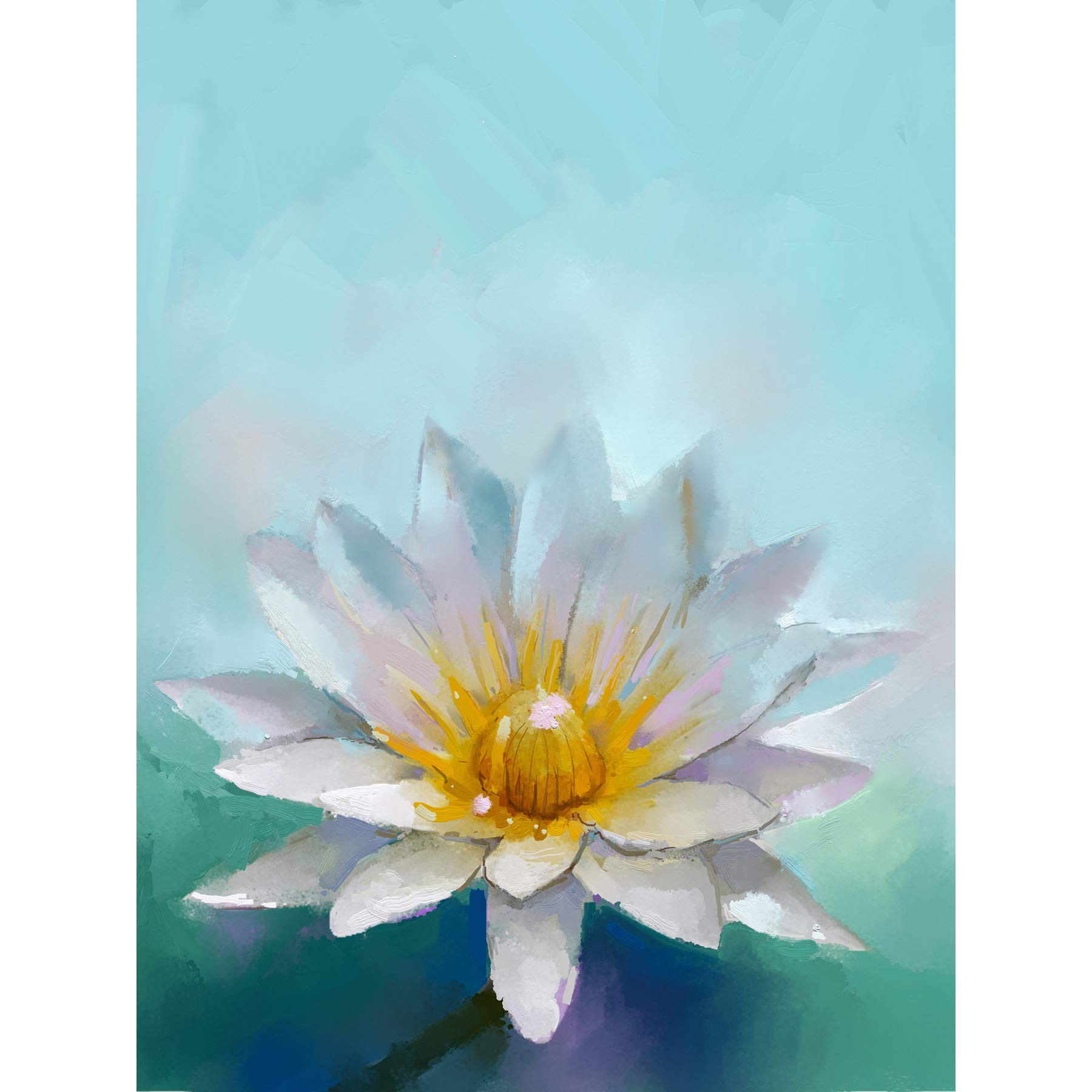Wee Blue Coo Flower Lotus Painting Art Print Poster Wall Decor
