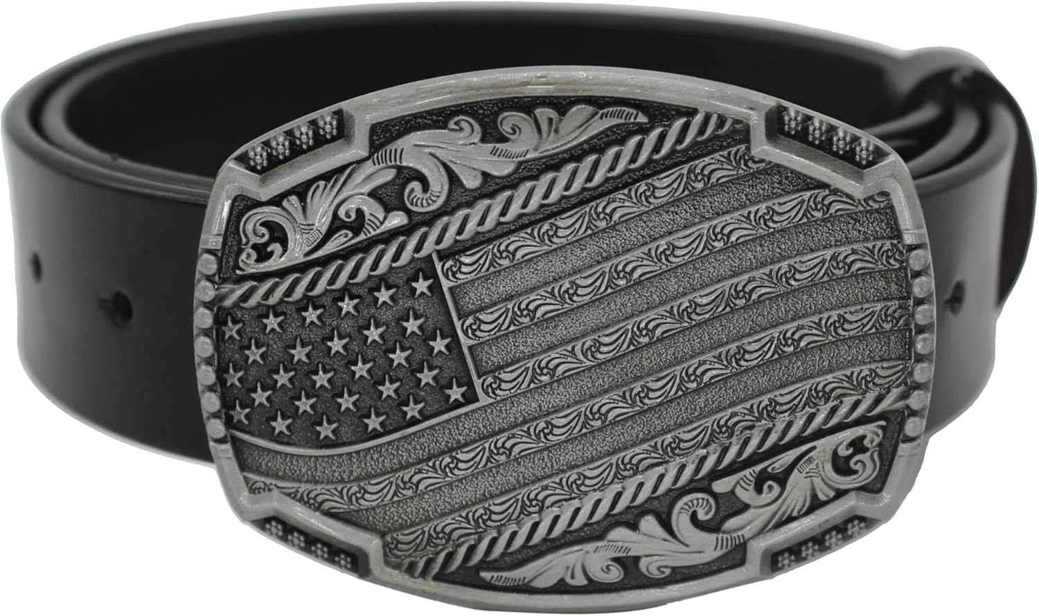 Belt Buckle for Men Simple Western Cowboy Belt Buckle for Women American Flag Eagle Brass Silver - Image 3