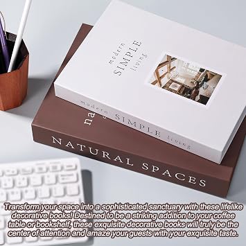 2pcs Aesthetic Decorative Books, Modern Fake Faux Books for Home Aesthetic Room Decor Keepsake Storage Box Boxes for Coffee Table Bookshelf Book Shelf Shelves Mantel Office Decorations Accessories
