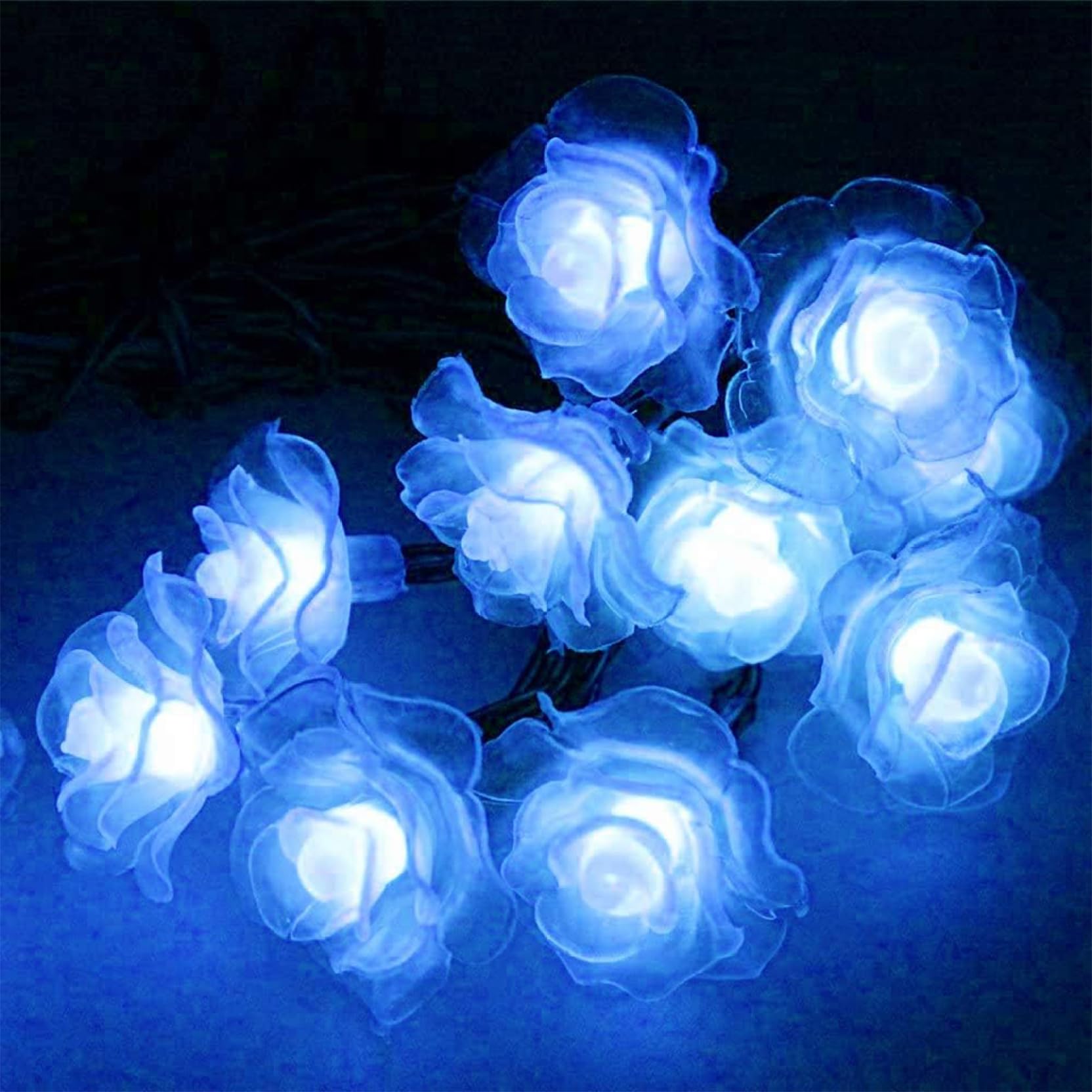 Wedhapy Decorative Solar Lights Flower String Lights, 20FT Cute Rose Flower Fairy, 30 LED Solar String, Waterproof Decorative for Garden