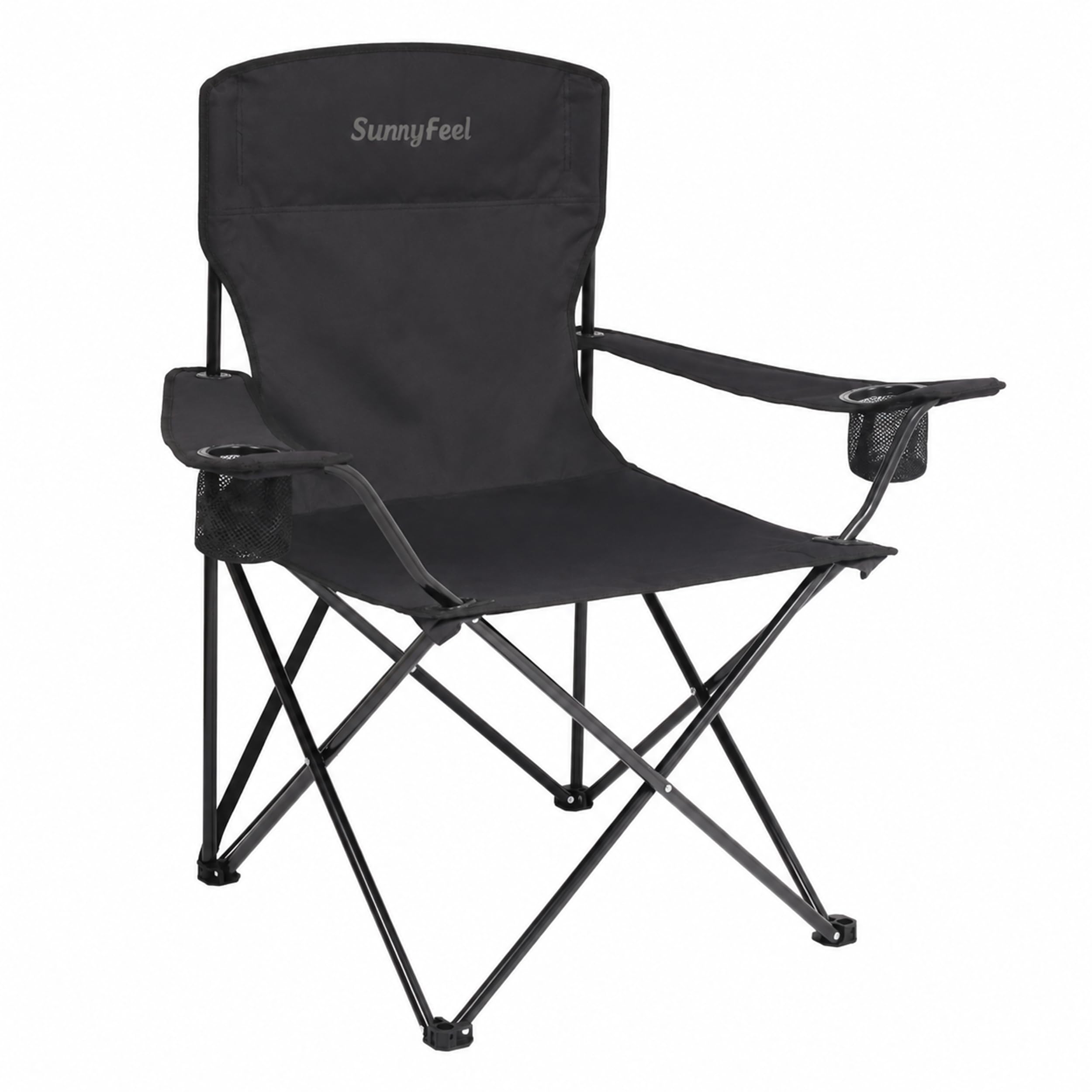 Portable Camping Chair 300LBS for Adults with Carry Bag, Black