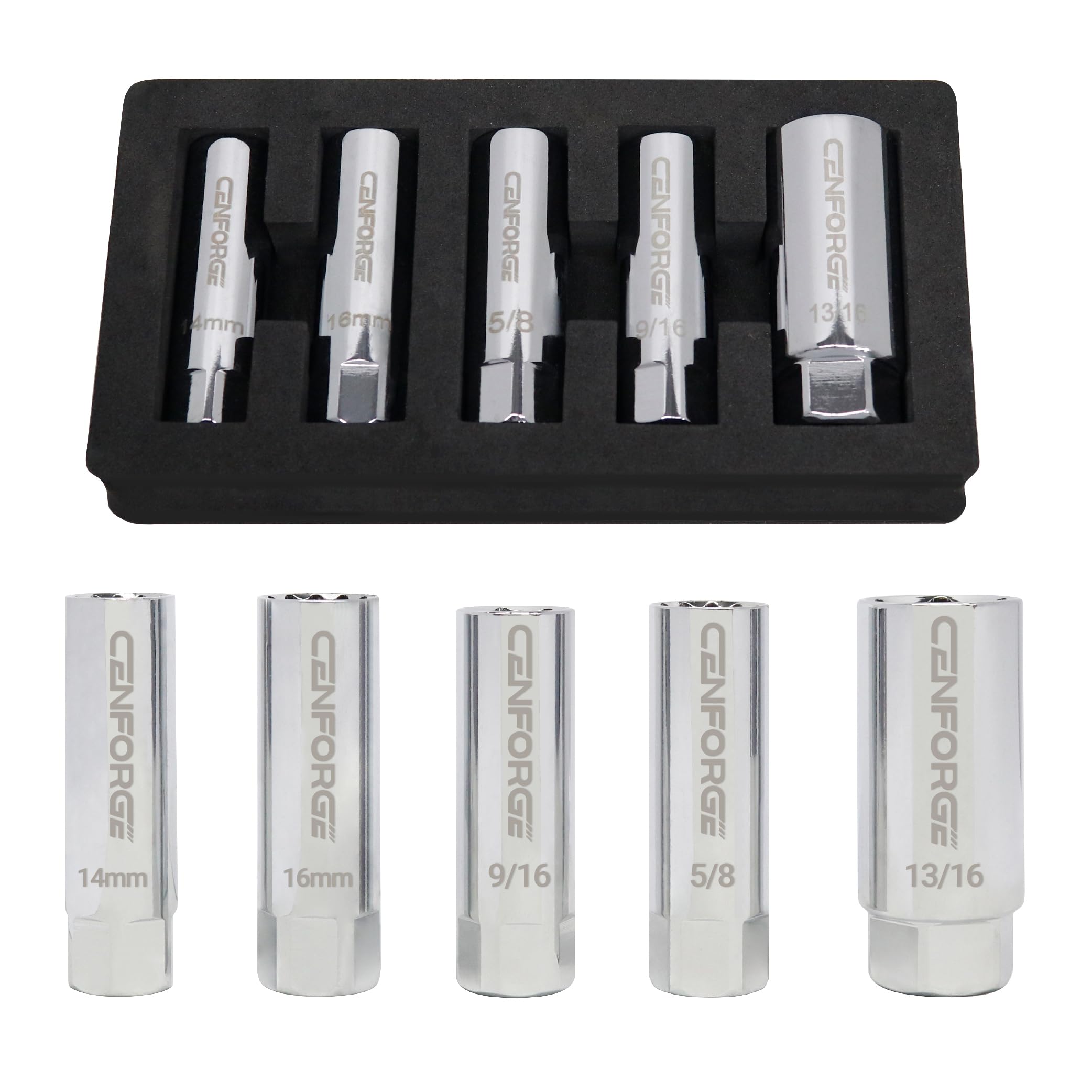 Cenfoge 5-Piece Magnetic Spark Plug Socket Set