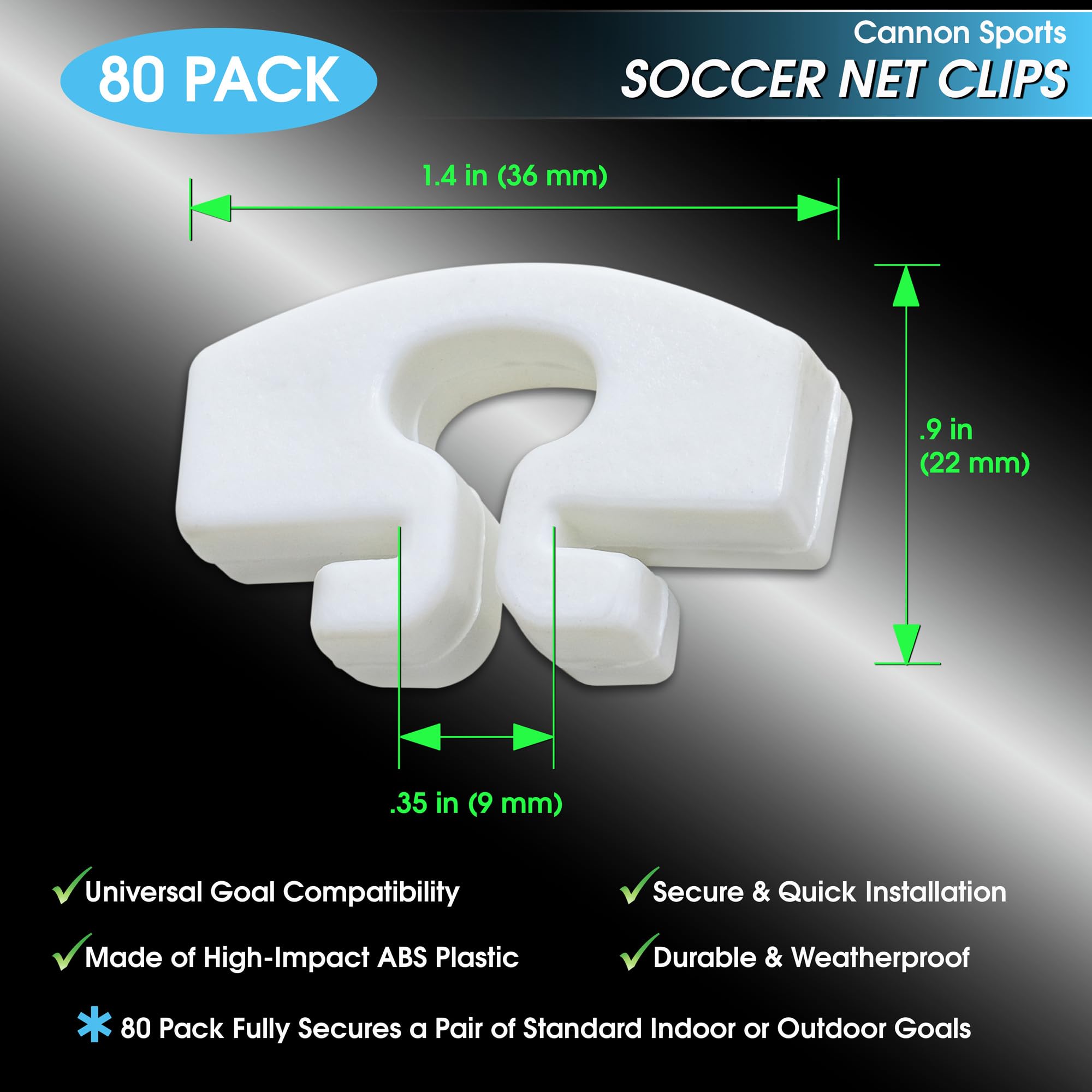 Cannon Sports Clip per rete da calcio, confezione da 80
