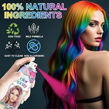 Temporary Hair Color Spray For Kids and Women One-Time Use,Natural Washable Pink Hair Dye Pomades for Cosplay Party DIY,Christmas Party, Halloween Dye(Pink,120 ML).
