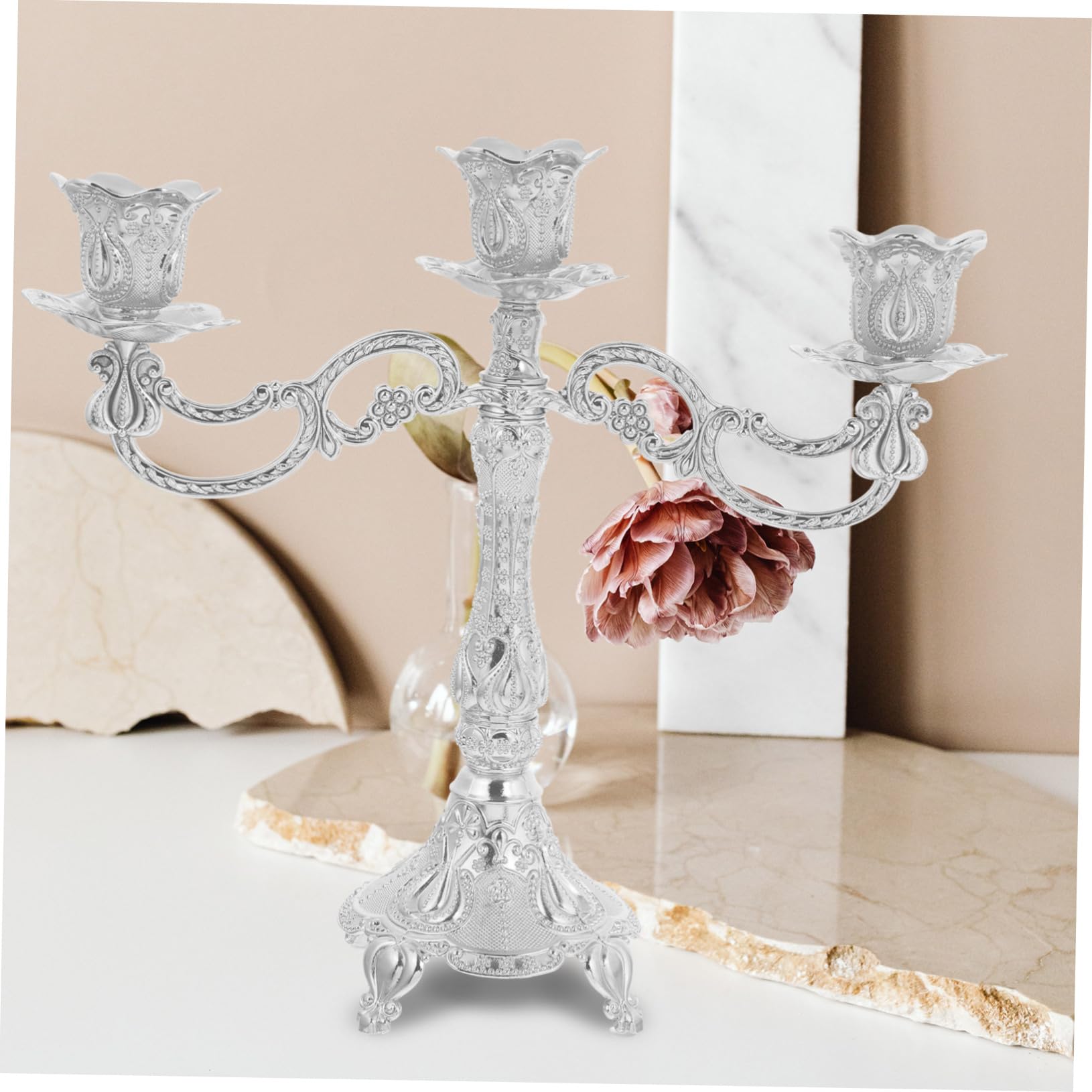 Candeliere, 1 pz candeliere 3 Bracci candelabro in Metallo portacandele Decorativo portacandele Decorativo mensola Tavolo Rustico Decorazione Matrimonio Candela pilastro Zinco