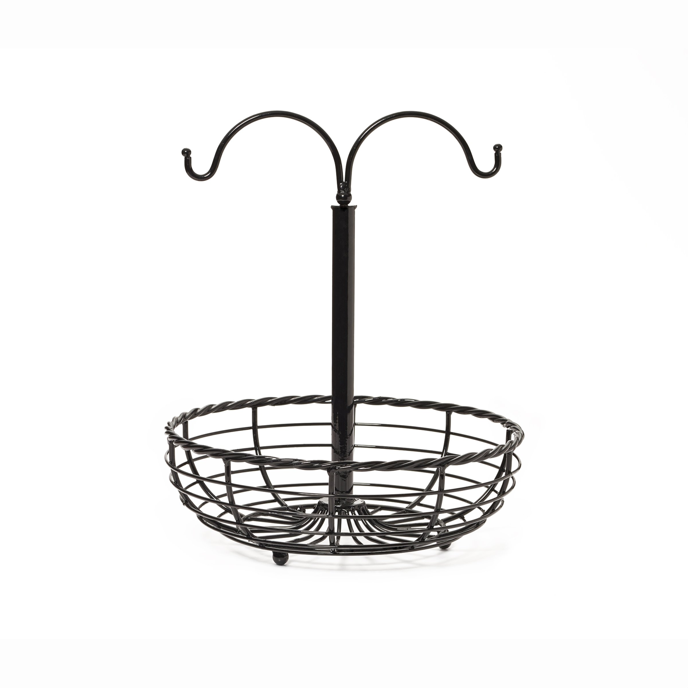 Gourmet Basics by MikasaRope Metal Fruit Basket with Double Banana Hook, Black