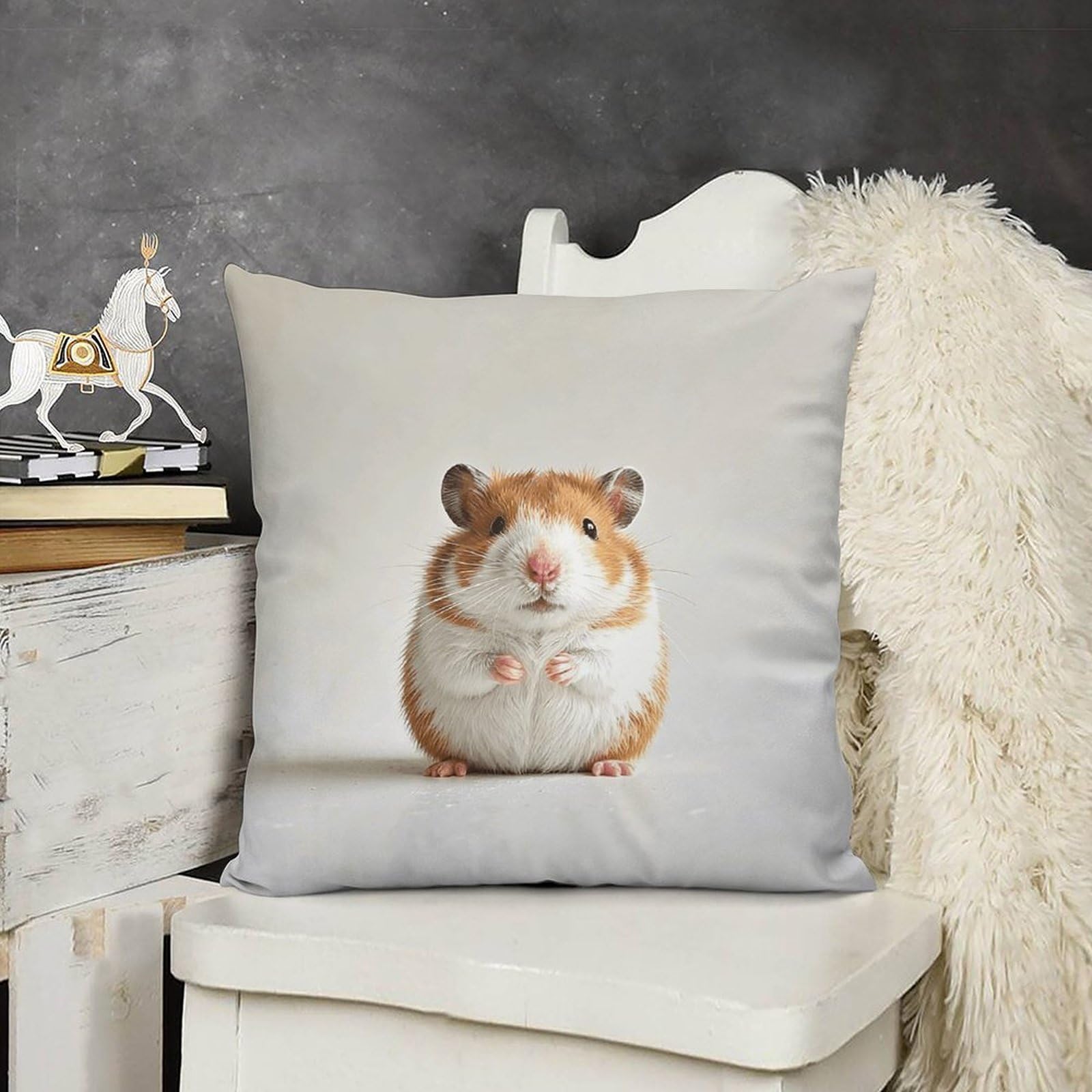 FodPand Boho Farmhouse Hedgehog Pillow Covers with Hidden Zipper 24x24 Soft Plush Cushion Cover Decorative Throw Pillow Cases for Couch Bed Sofa Living Room Indoor Outdoor Home Decor
