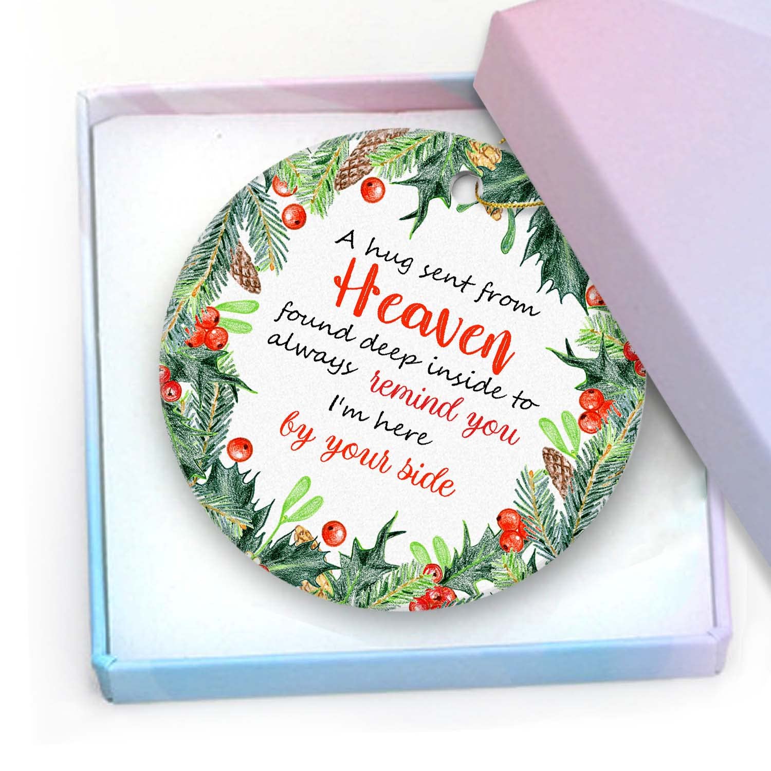 Sympathy Gift Ornament 2024-A Hug Sent from Heaven, in Remembrance Ornament,Sympathy Ornament, Condolence Ornament, Memorial Ornaments for Loss of Loved One Sympathy Gift 3" with a Gift Box