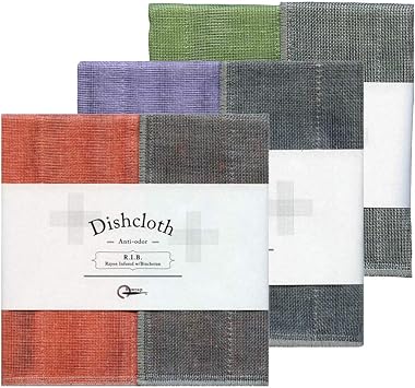 Nawrap Binchotan Charcoal Dishcloths, Set of 3, Pistachio, Light Purple & Coral