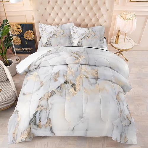 Miniatura 7 de Turqupise - Juego de ropa de cama de mármol para adolescentes y niñas adultos, edredón con textura de mármol abstracto, tamaño matrimonial, 1