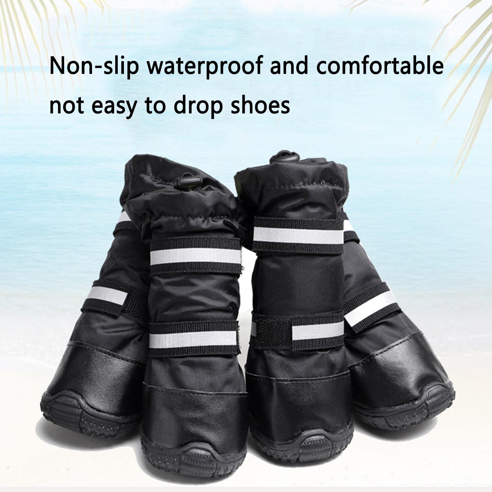 JUSHZ Hundeschuhe Wasserdicht Pfotenschutz Dog Shoes Hund Schuhe Neopren Für Große Hunde 4er-Set Mit Abriebfester Anti Rutsch Gegen Hitze Regenfest rutschfest (90,Blue)