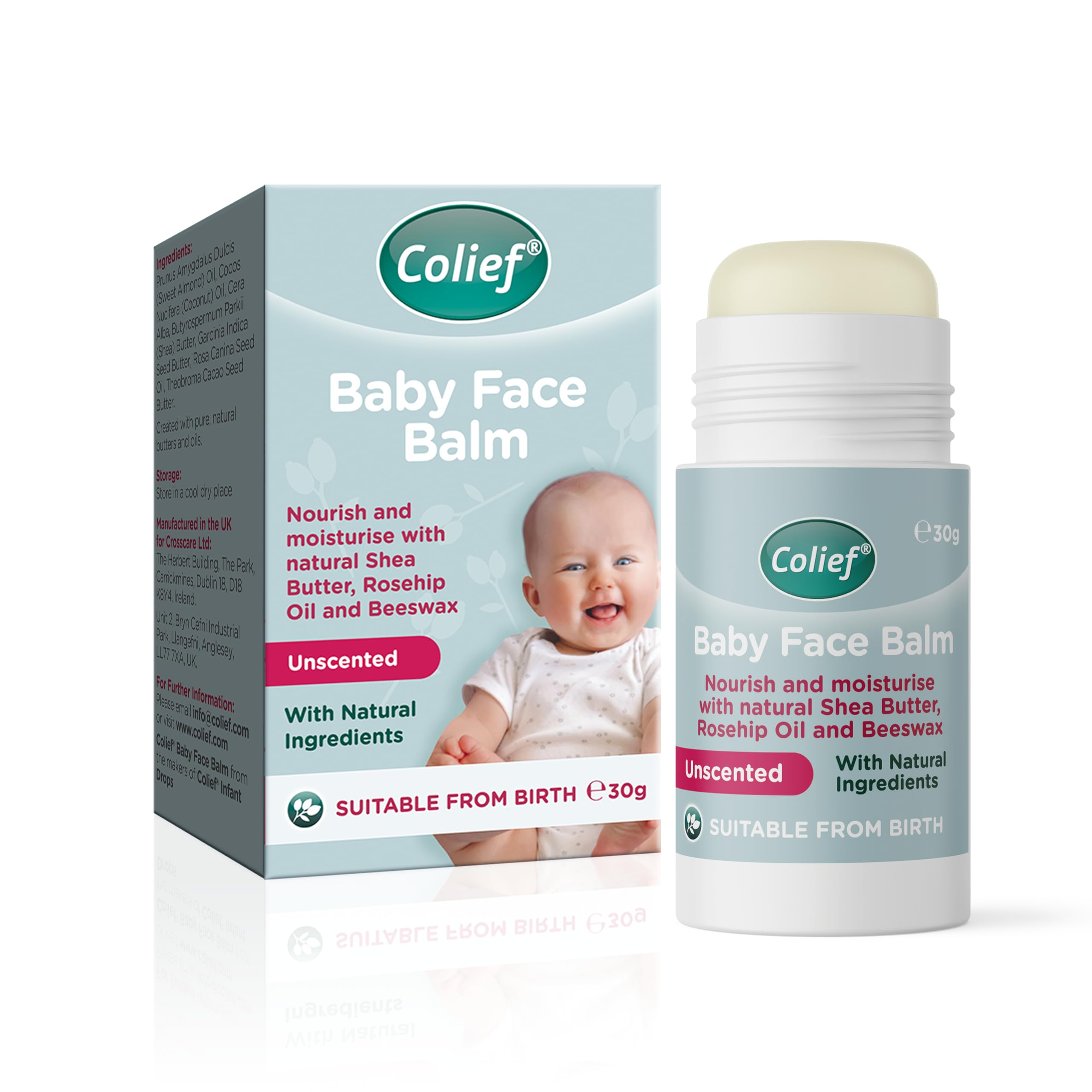 Colief Baby Face Balm Stick | 100% Natural Shea Butter, Rosehip Oil, Beeswax | Gently Moisturise Baby's Dry & Sensitive Skin | for Babies from Birth(Unscented)