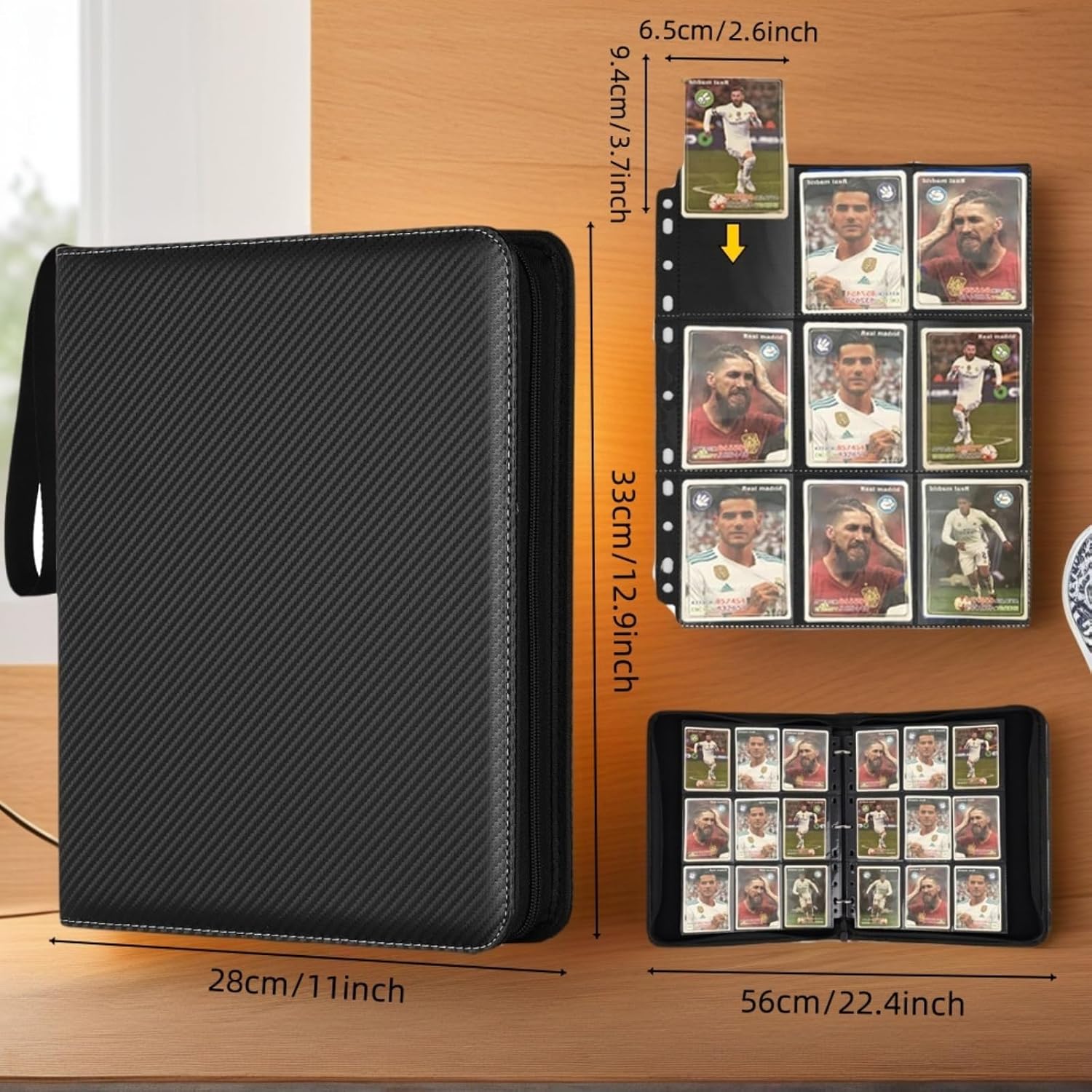 9-slot pocket card holder, premium zipper collectible cards, 900 double-sided pocket PU folders, card book, game card book, card holder