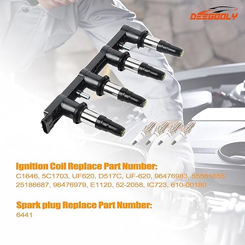 Miniatura 3 de Paquete de bobinas de encendido UF620 y bujías de iridio compatibles con Chevy Cruze Sonic Aveo Aveo5 Pontiac G3 2011 2012-2018 1.6L 1.8L L4 paquete