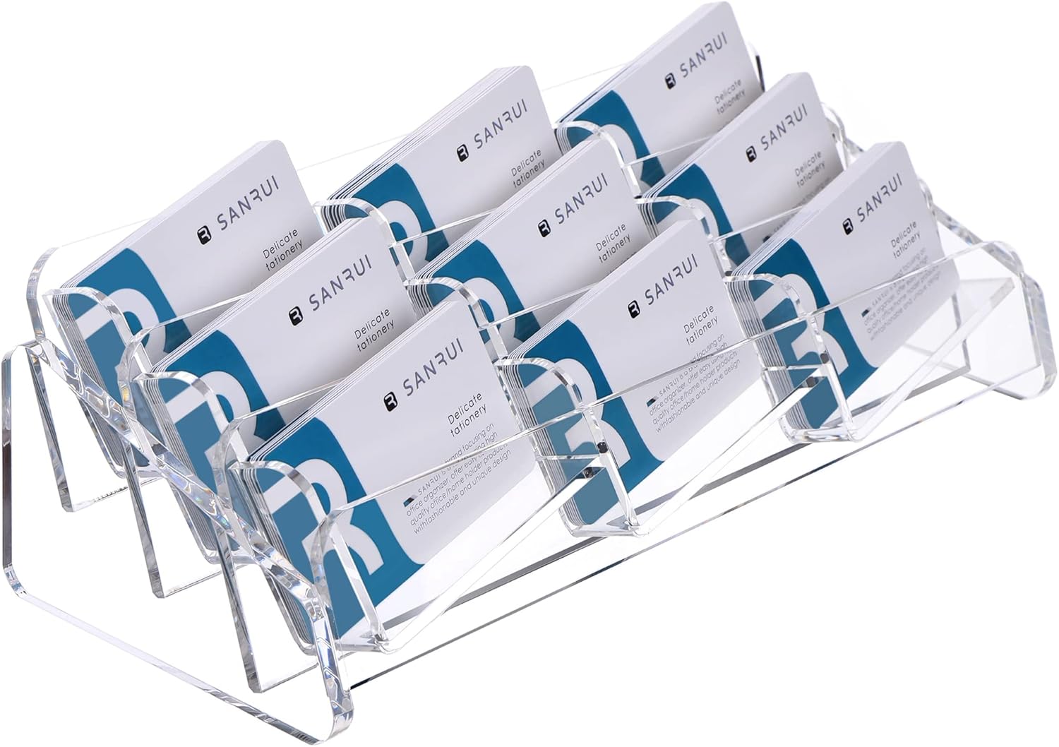 SANRUI Business Card Holder for Desk, Slant Clear Business