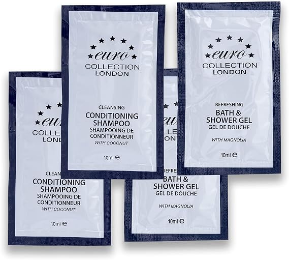 Conditioning Shampoo (with Coconut) + Refreshing Bath & Shower Gel (with Magnolia) Euro 10 Ml Sachets Pack of 200 (100 Each)
