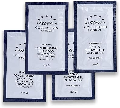 Conditioning Shampoo (with Coconut) + Refreshing Bath & Shower Gel (with Magnolia) Euro 10 Ml Sachets Pack of 200 (100 Each)