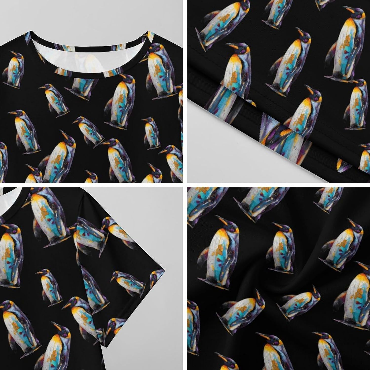 Painting Penguin1 Nightgowns for Women Short Sleeve Sleep Dress Casual Sleepshirt Night Gowns Pajamas