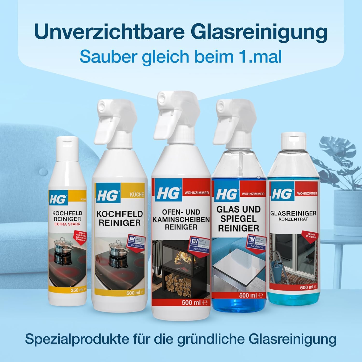 HG Ofen- und Kaminscheiben-Reiniger – Spezialreiniger gegen Ruß & Rauchbelag – 6er Set